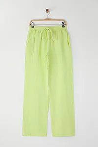 Trendyol Green Linen Pant With Elastic Waist