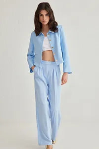 Trendyol High Waist Wide Leg Light Blue Pant