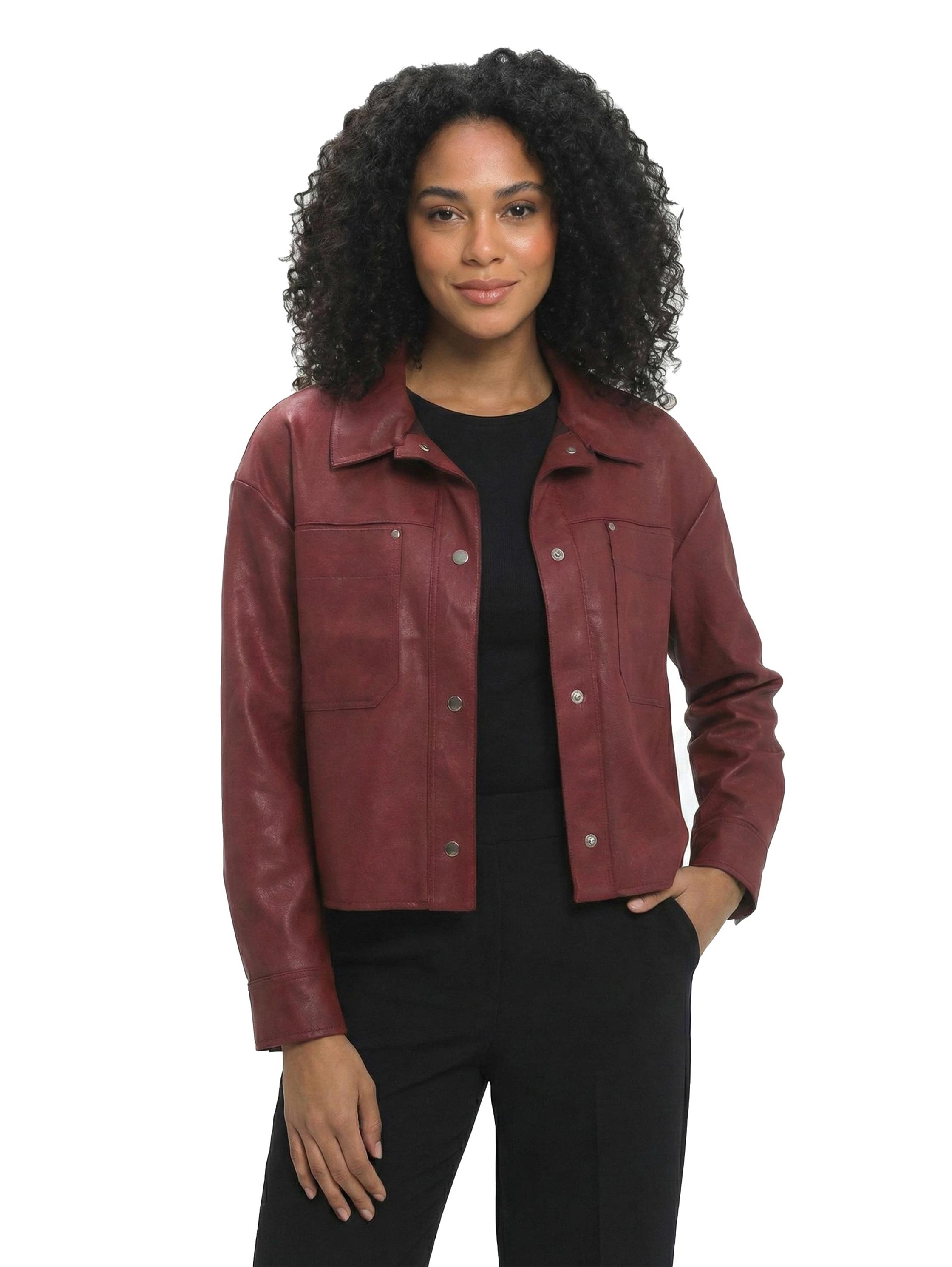 Bordo Crop Long Sleeve Shirt With Attached Pockets