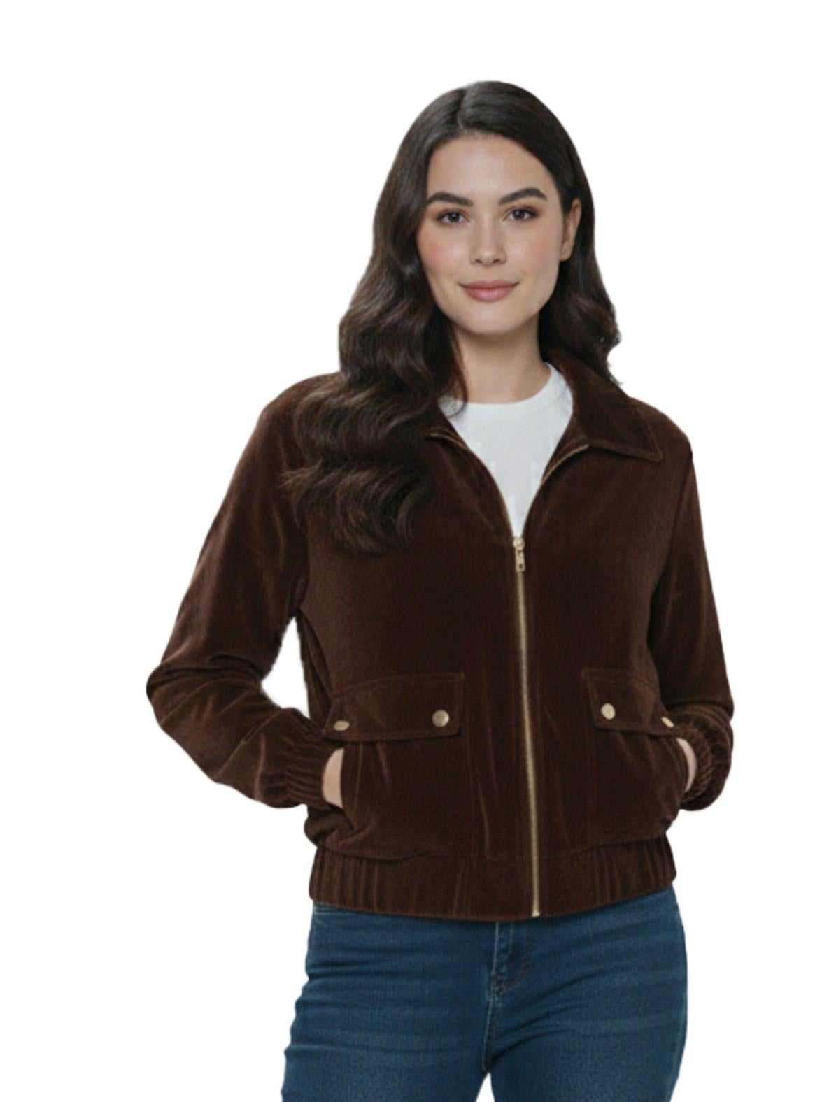 Velvet Dark Brown Jacket With Pockets