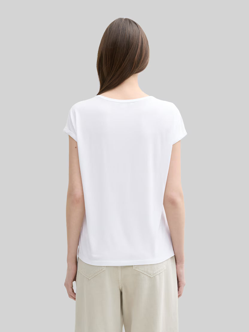 Tom Tailor White Plain Loose-Fit T-Shirt