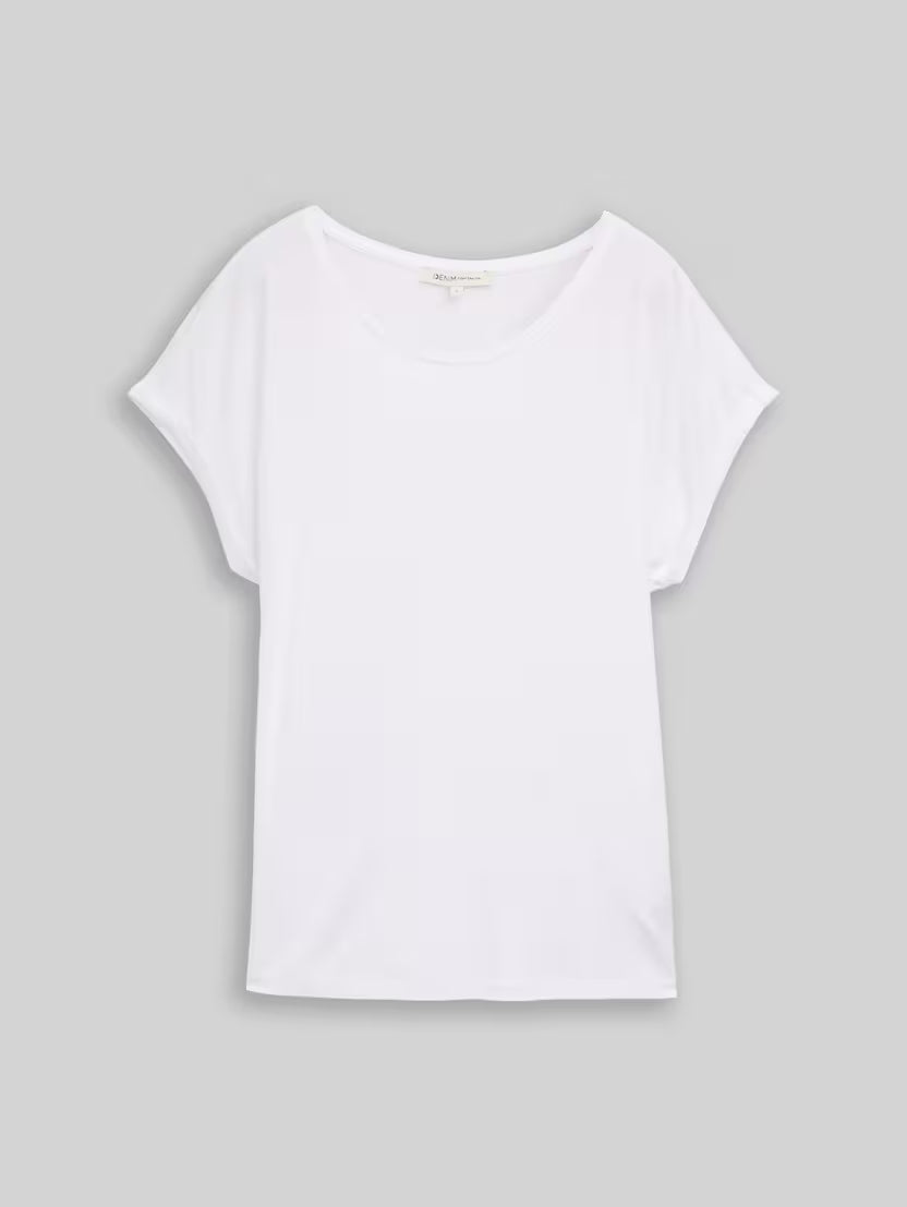 Tom Tailor White Plain Loose-Fit T-Shirt