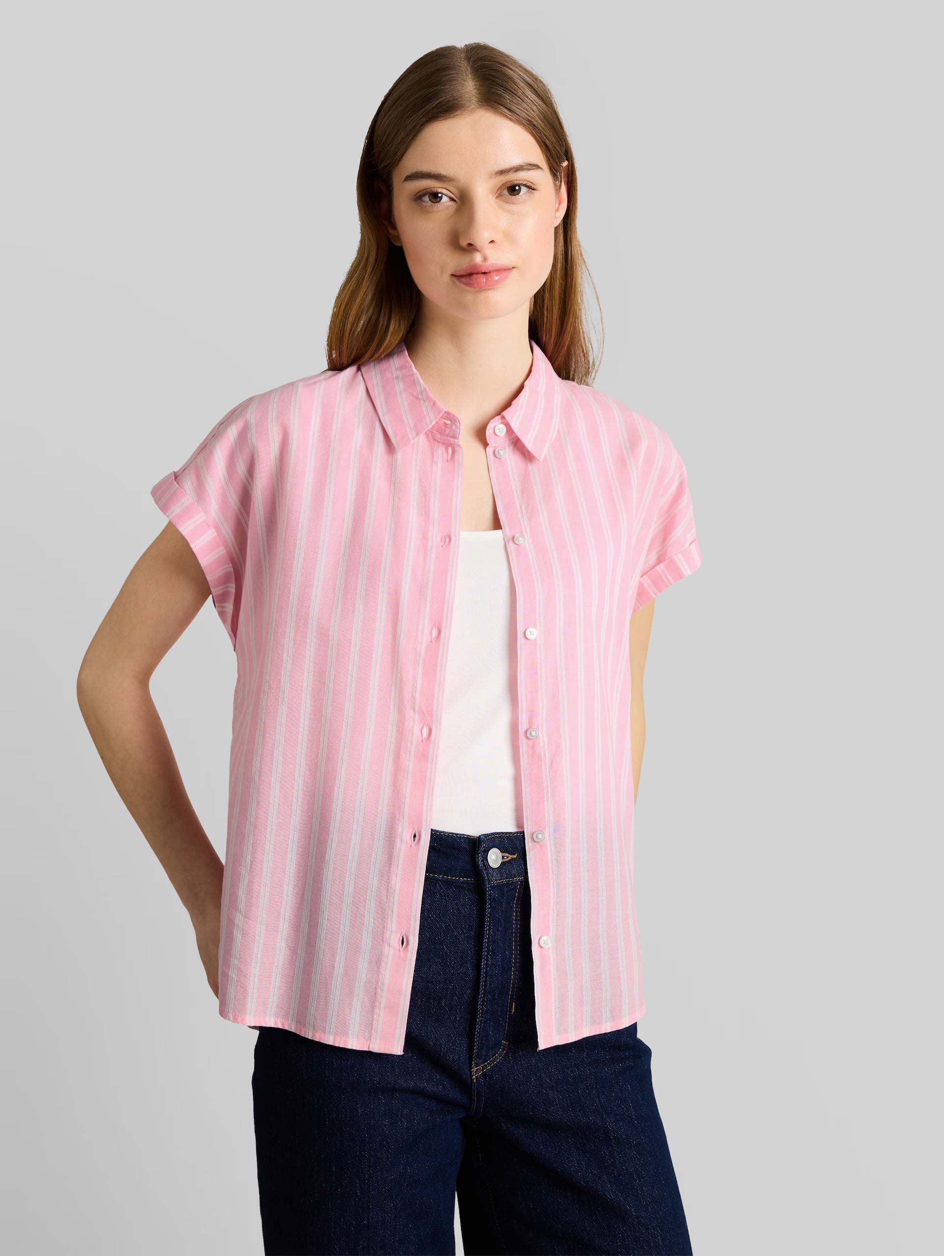 Tom Tailor Pink White Striped Shirt
