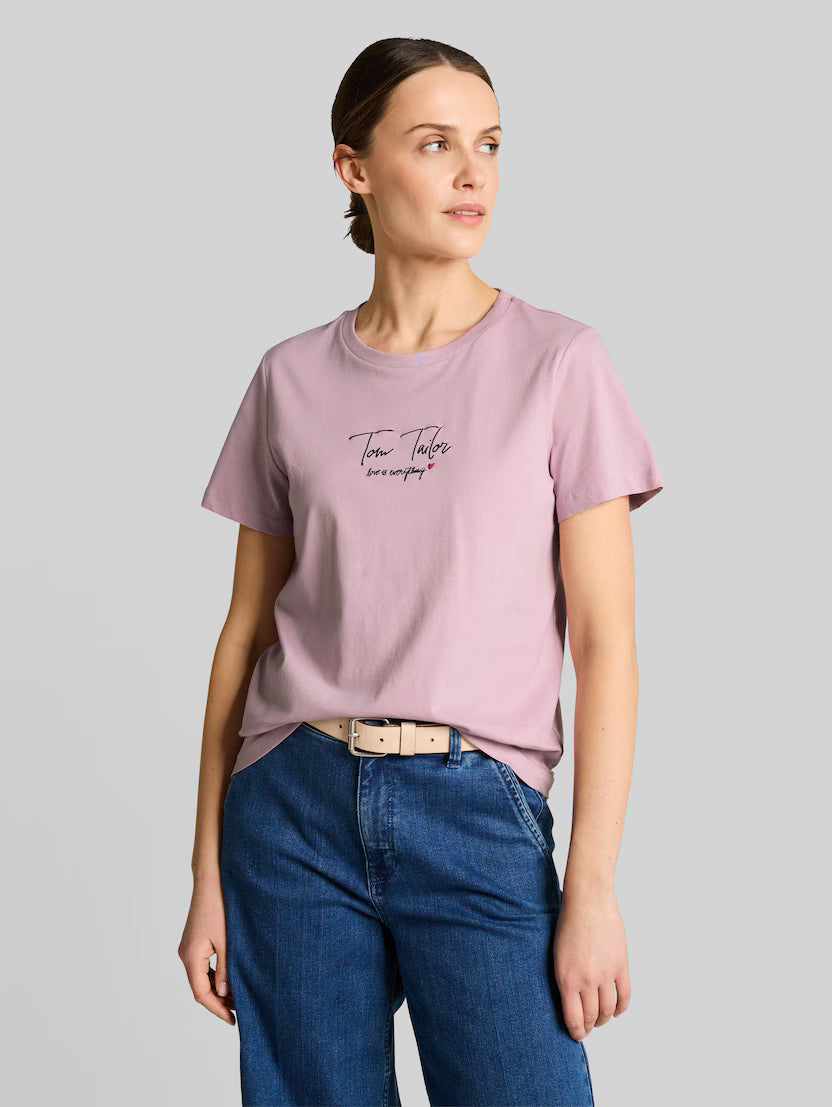 Tom Tailor Light Elderberry T-shirt With Logo Print
