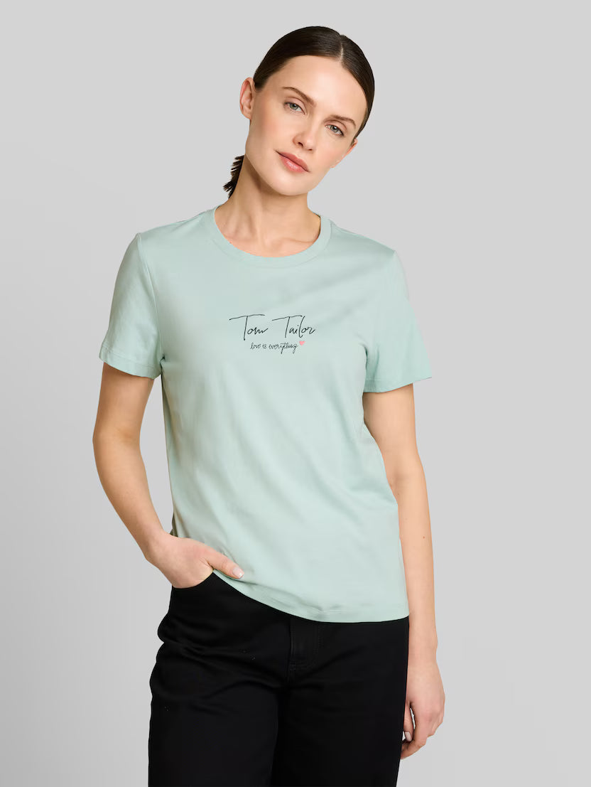 Tom Tailor Blue Haz T-shirt With Logo Print
