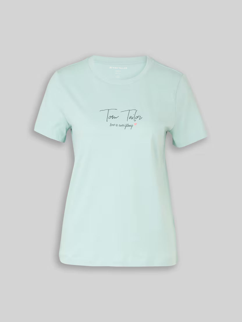 Tom Tailor Blue Haz T-shirt With Logo Print