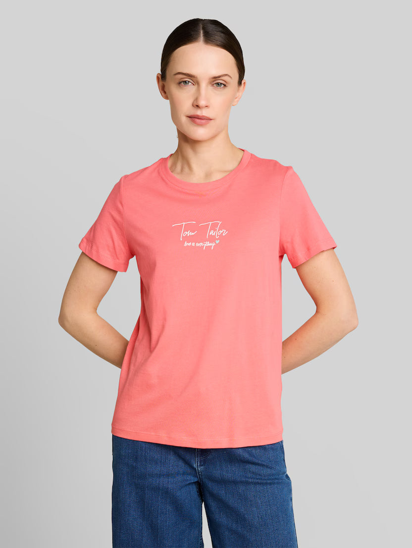 Tom Tailor Coral T-shirt With Logo Print