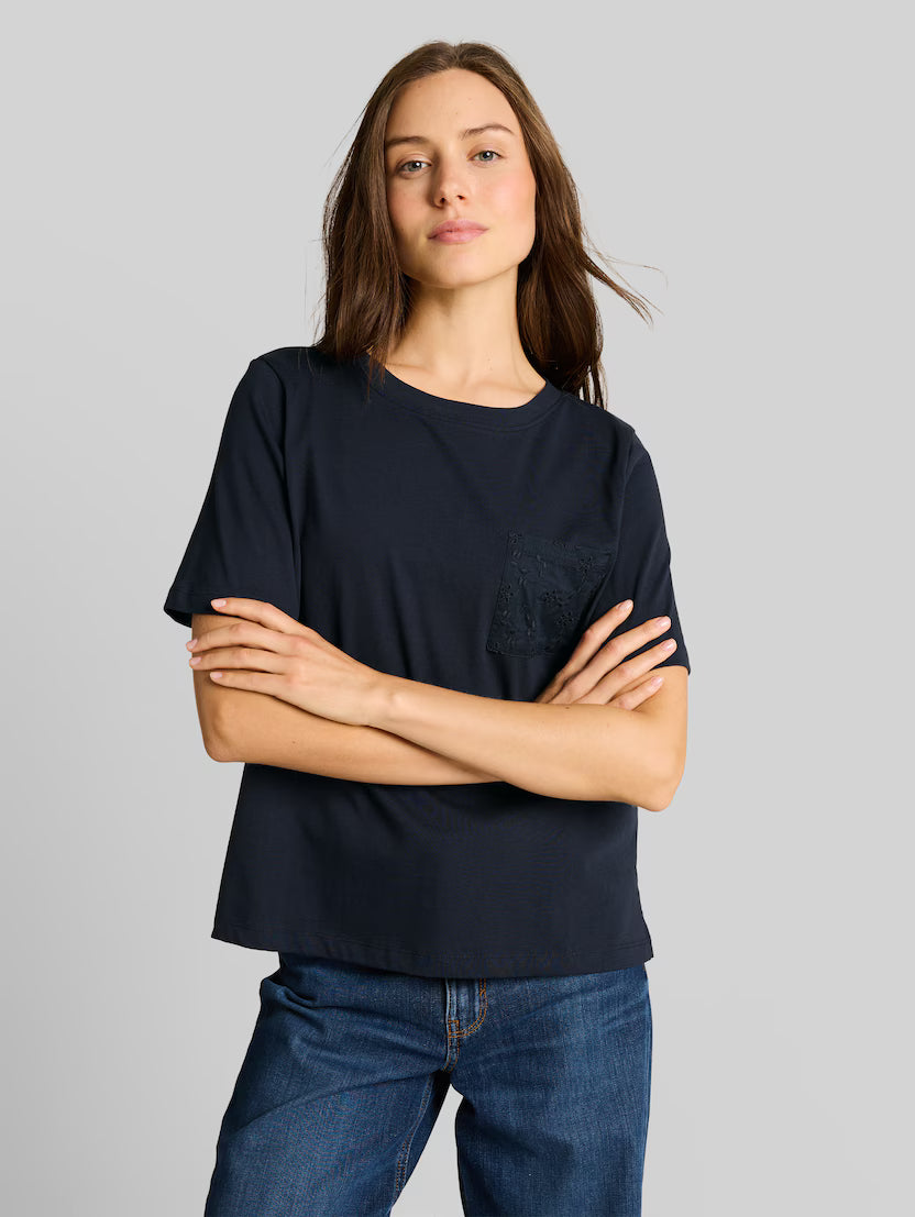 Tom Tailor Navy Boxy Fit T-Shirt With Chest Pocket