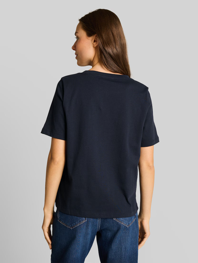 Tom Tailor Navy Boxy Fit T-Shirt With Chest Pocket