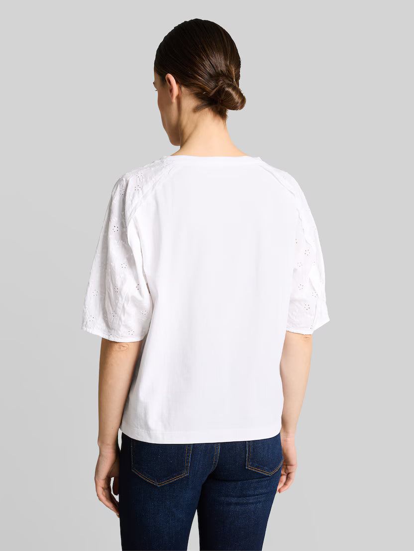Tom Tailor White T-Shirt With Eyelet Embroidery