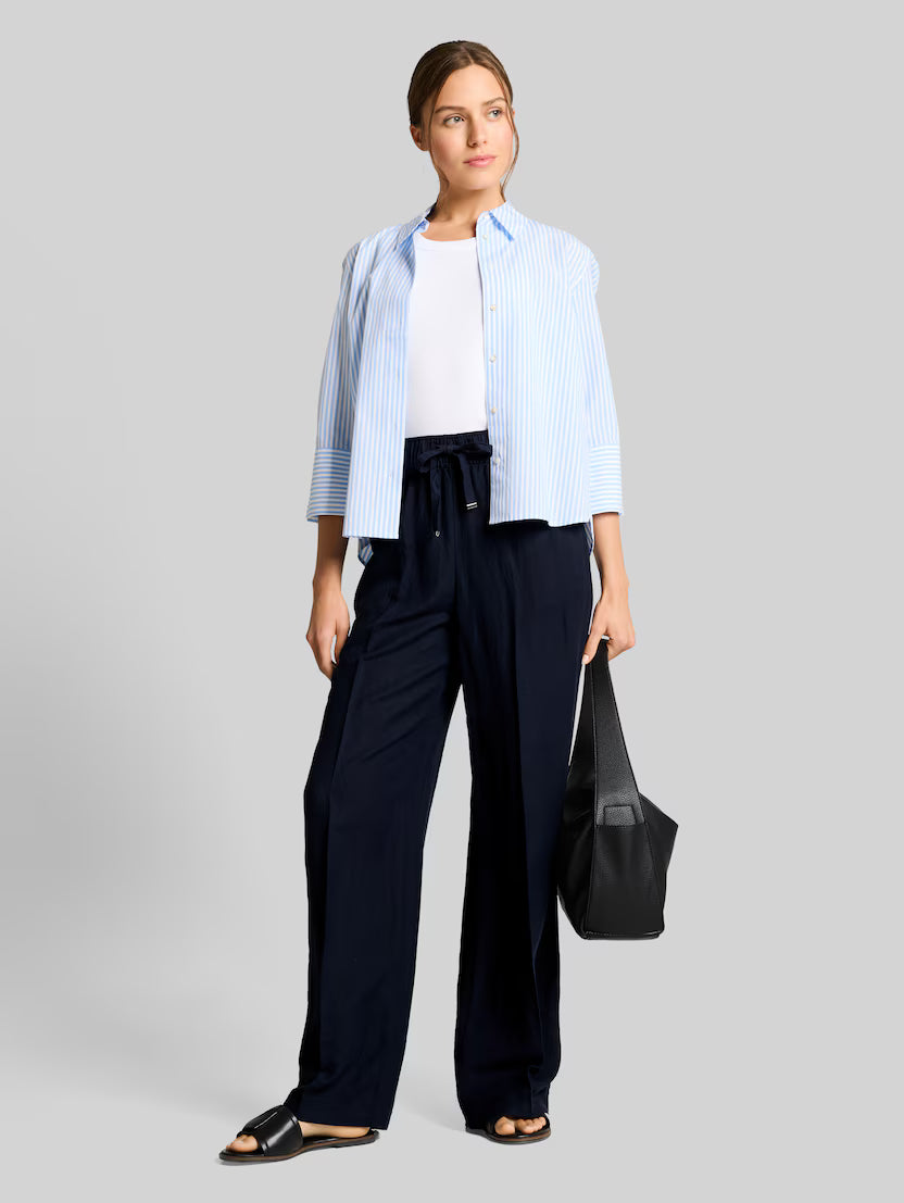 Tom Tailor Navy Irregular Stripe Loose-Fit Trousers