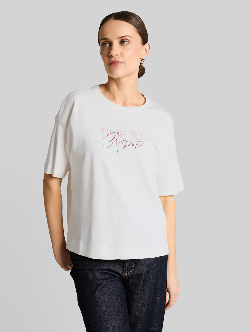 Tom Tailor White T-shirt With Lettering
