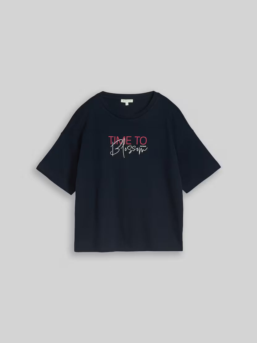Tom Tailor Navy T-shirt With Lettering