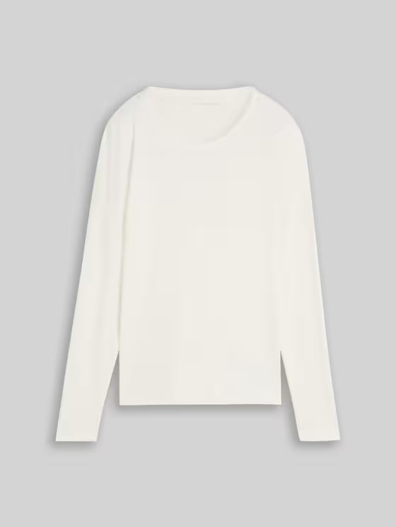 Tom Tailor Basic Long-Sleeved Cotton White T-Shirt