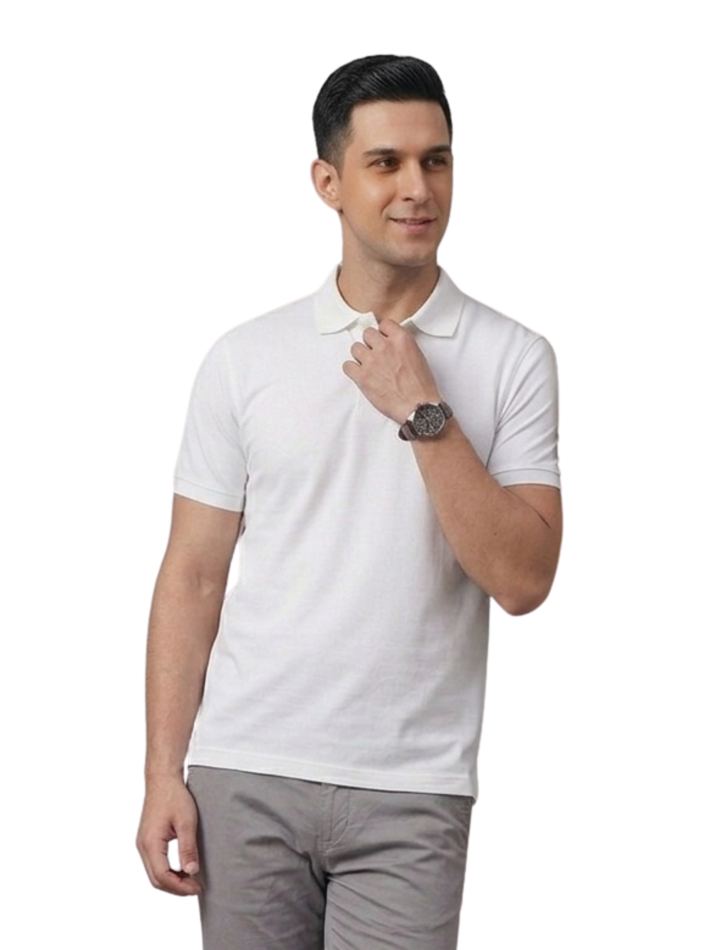 White Slim Fit Short Sleeved Polo