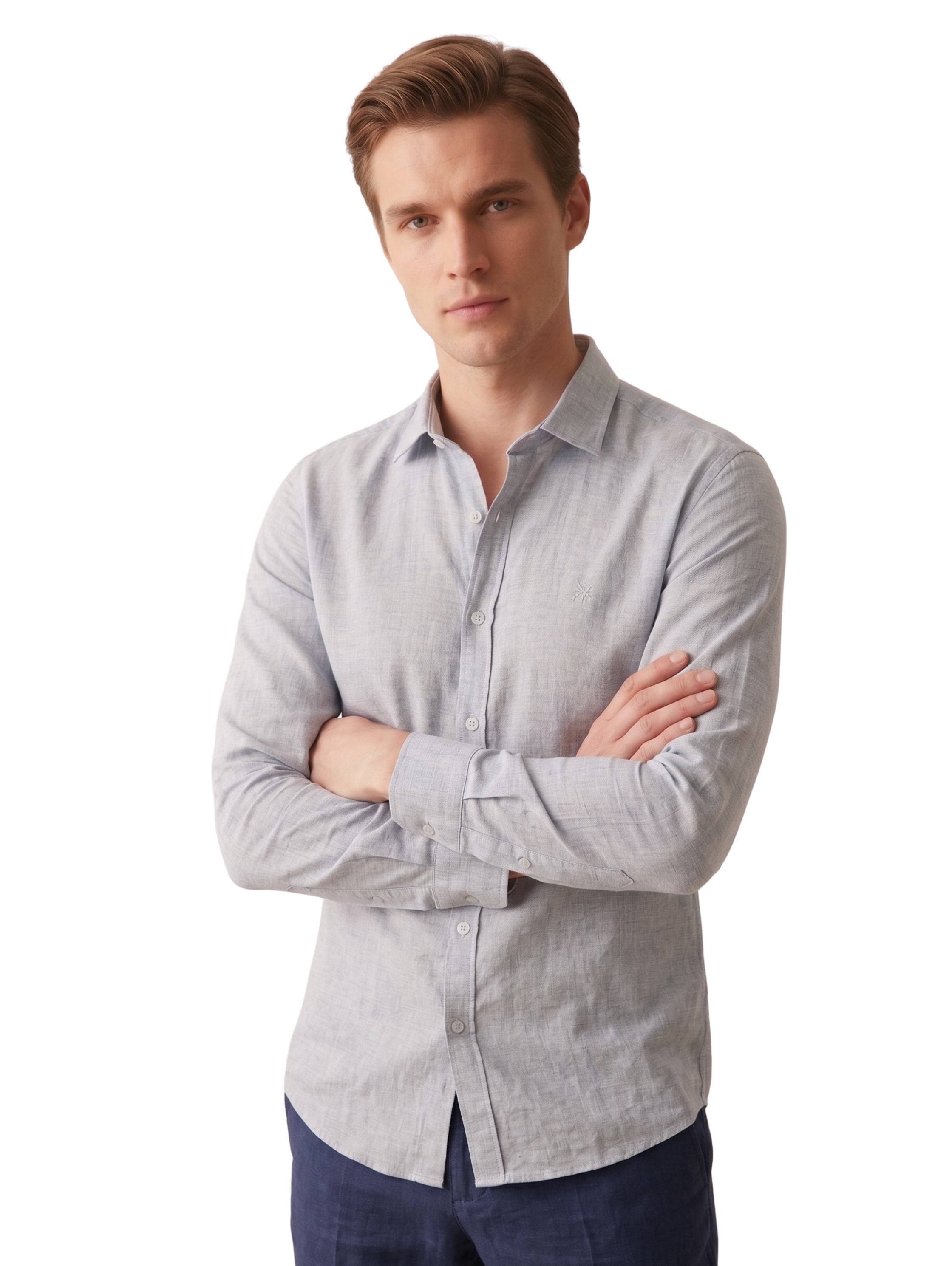 Grey Long Sleeved Linen Shirt