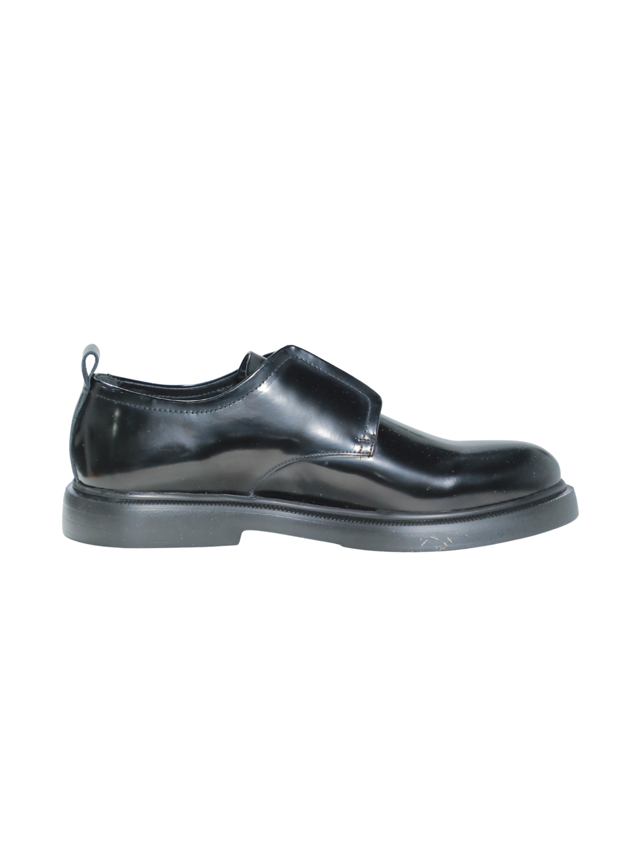 Black Derby Shoes With Double Monk Strap
