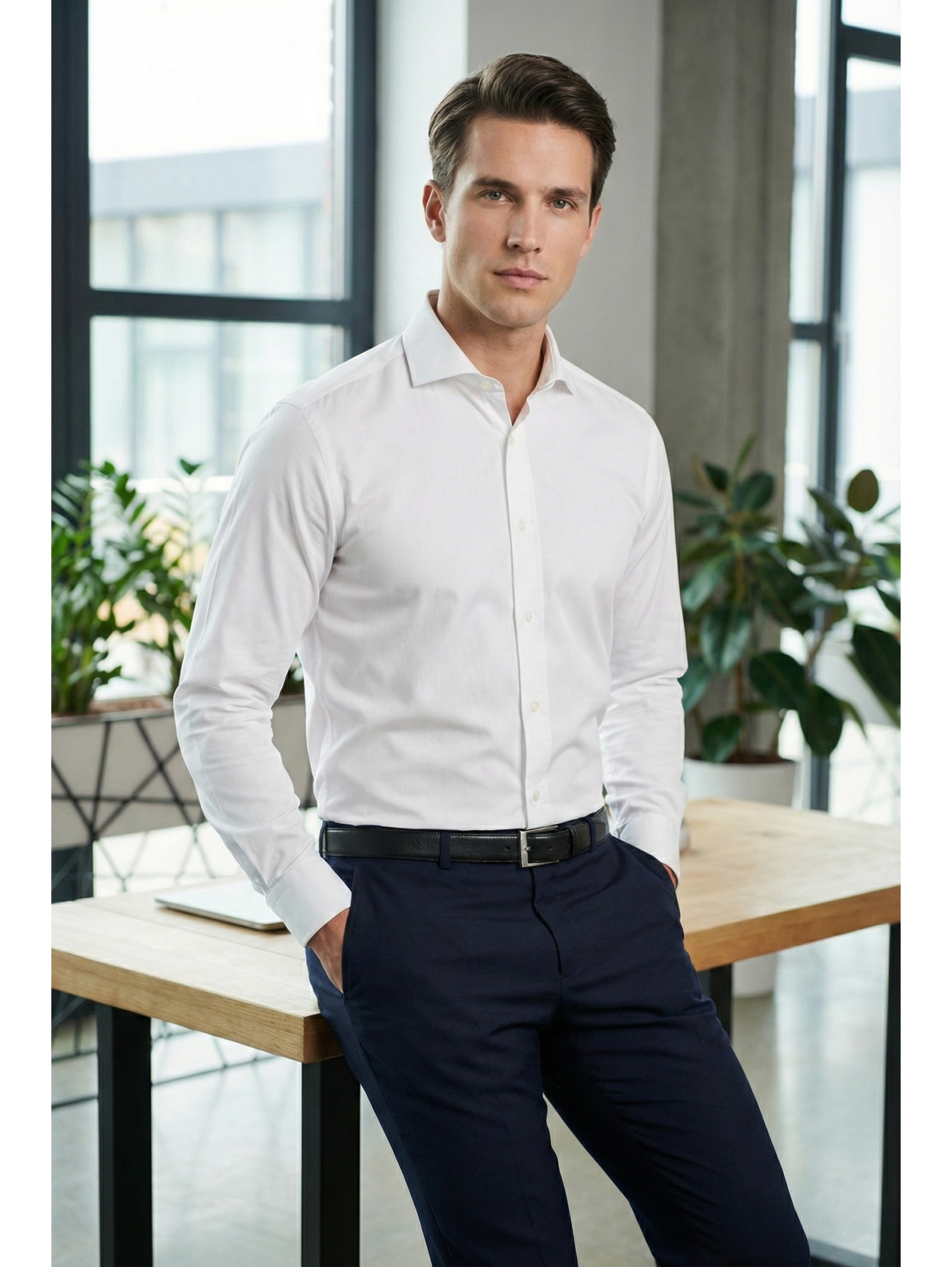 White Classic Shirt With Button To Close