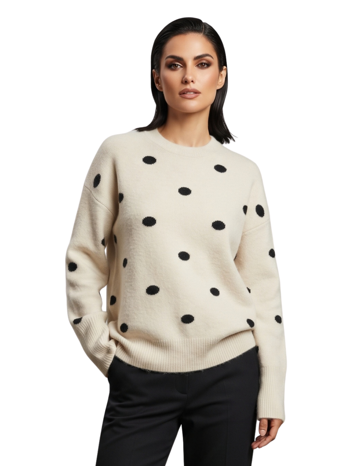 Beige Round Neckline Pullover