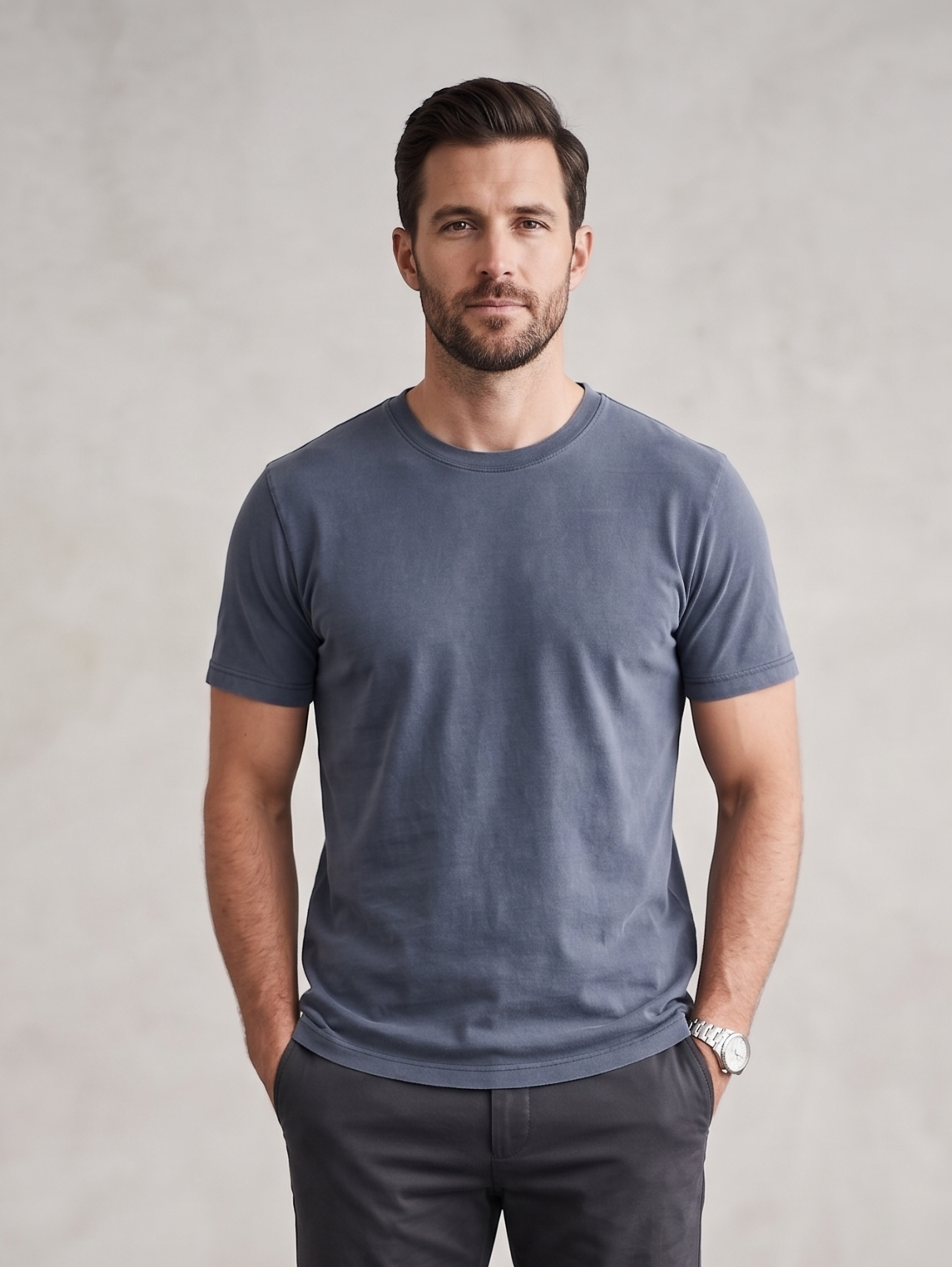 Navy Regular Fit T-Shirt With Round Neck Line