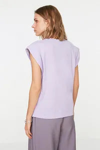 Trendyol Captain Style Cotton Lilac T-shirt