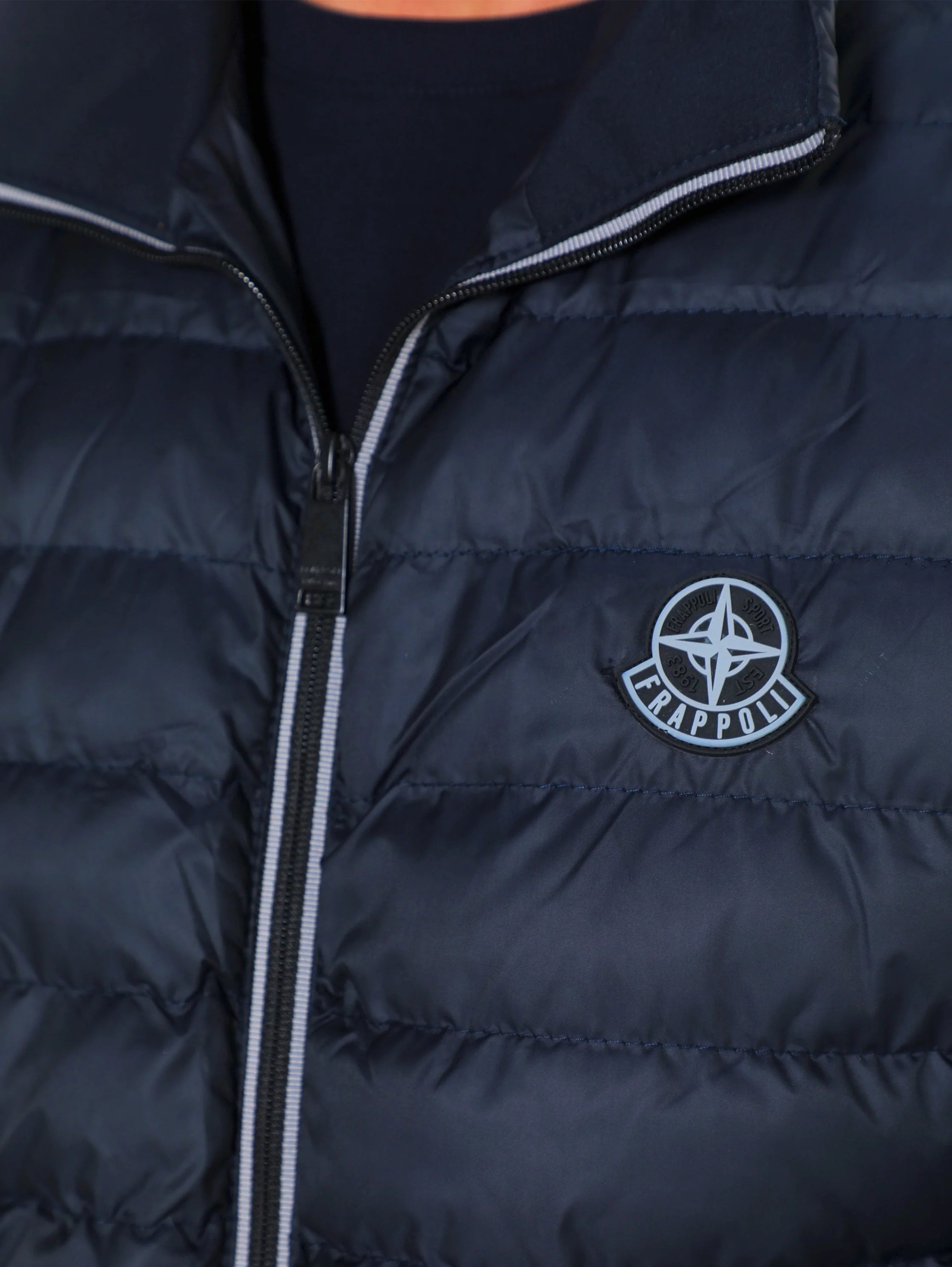 Navy Puffer Jacket with Zippered Closable Side Pockets