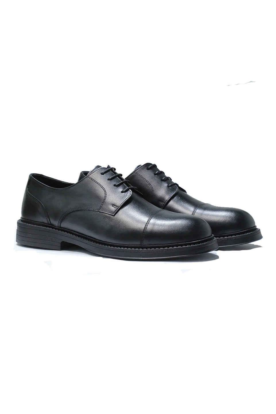 Black Leather Shoes With Rounded Toe