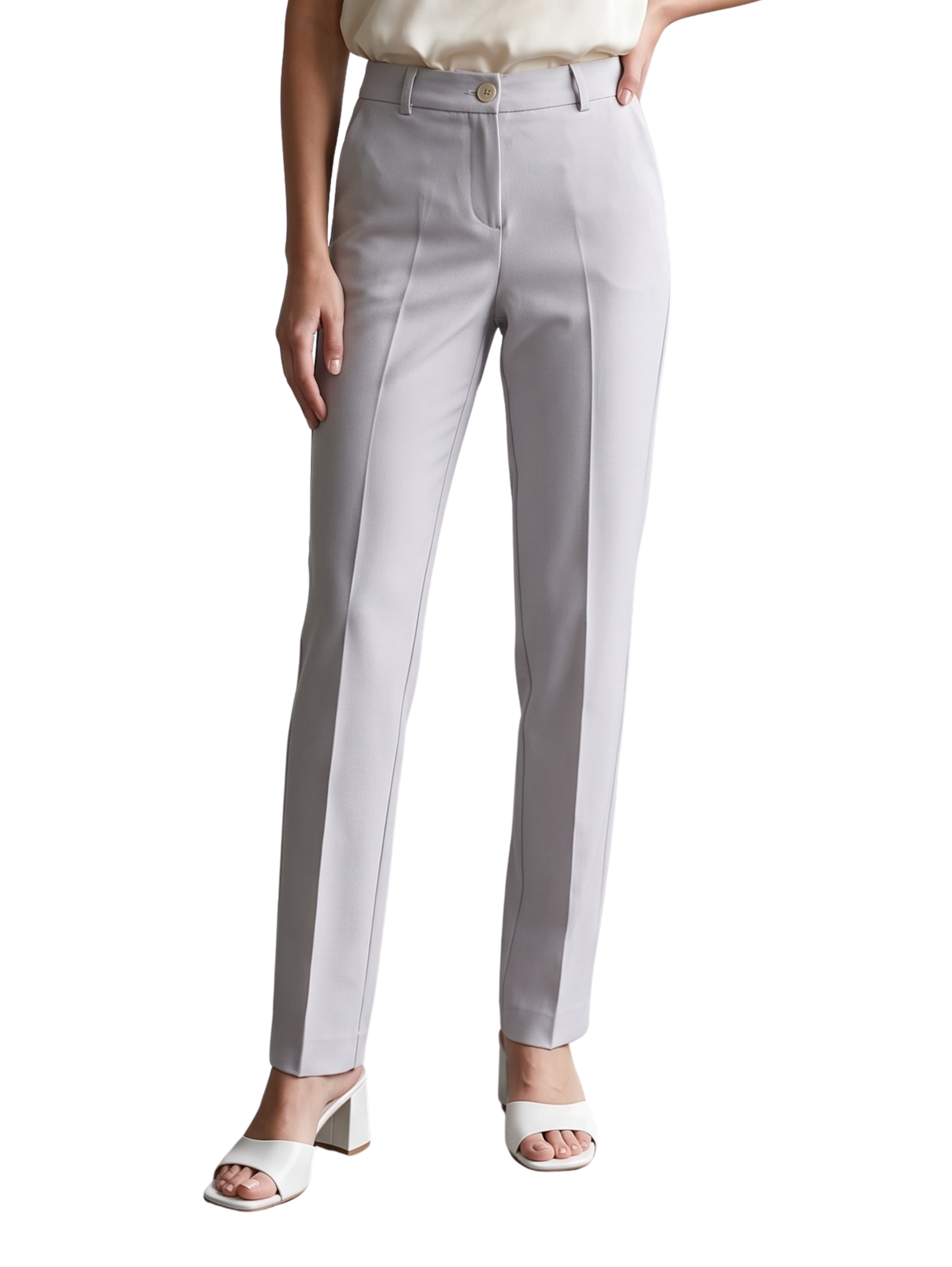 Grey Straight Leg Classic Pants