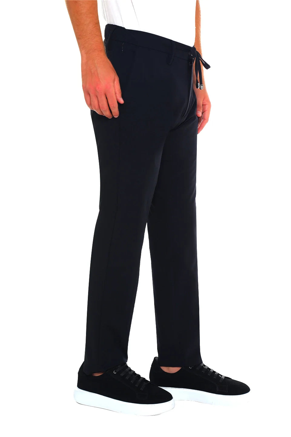 Elastic Waisted Black Pant With Zipper