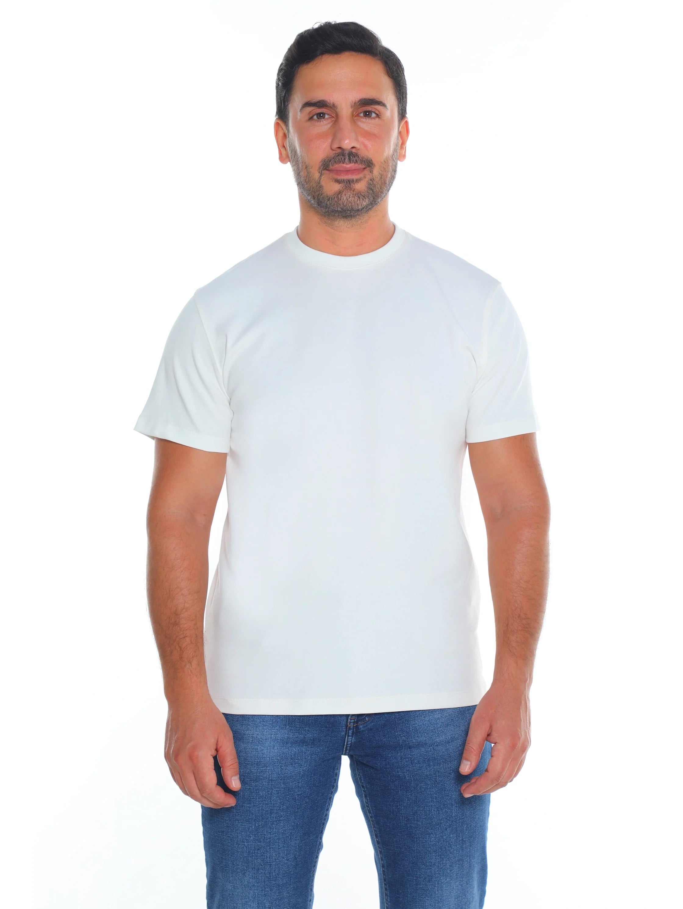 Frappoli Off white Short Sleeve Basic Round Neck T-shirt