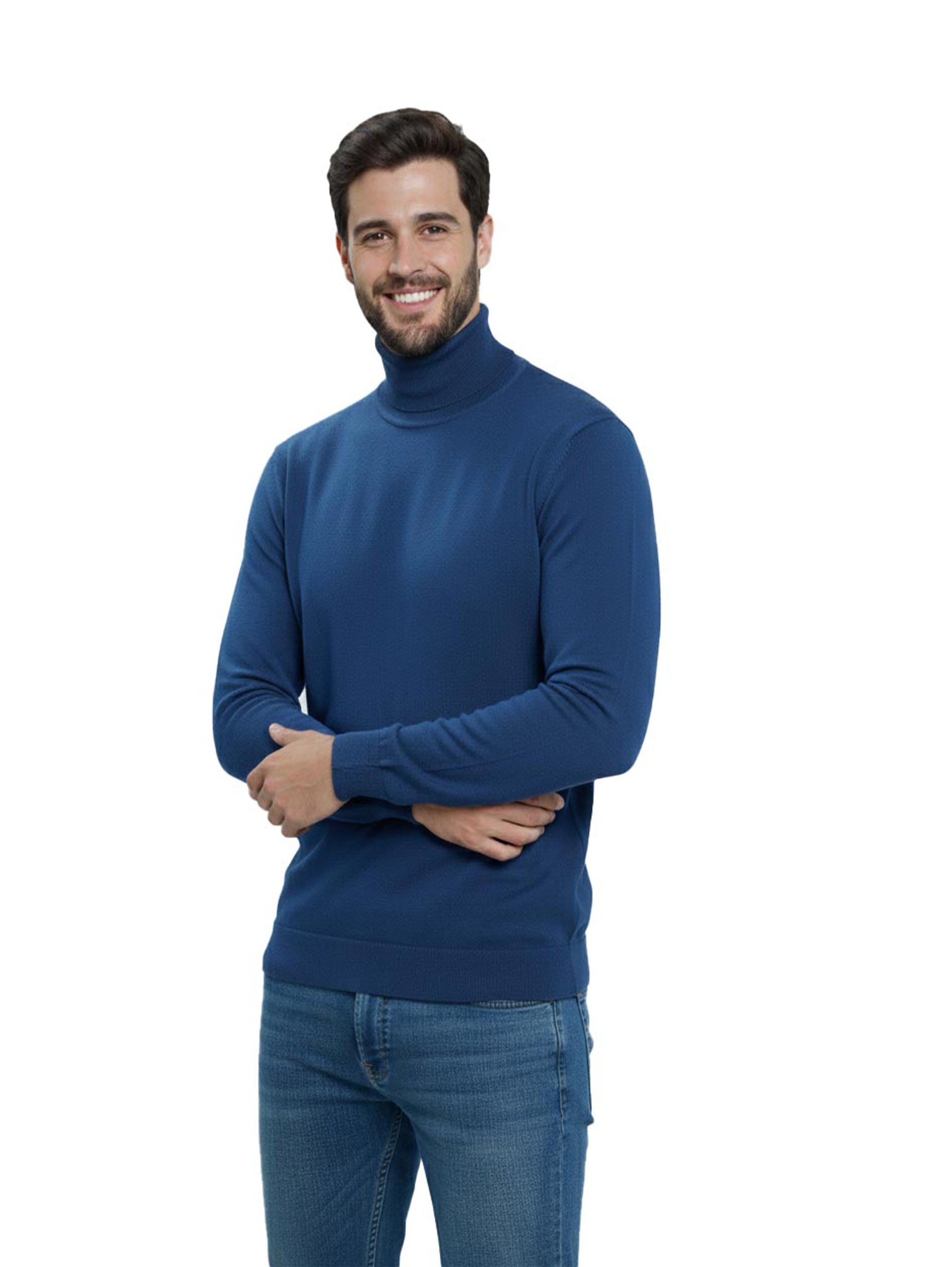 Turtleneck Long Sleeved Indigo Pullover
