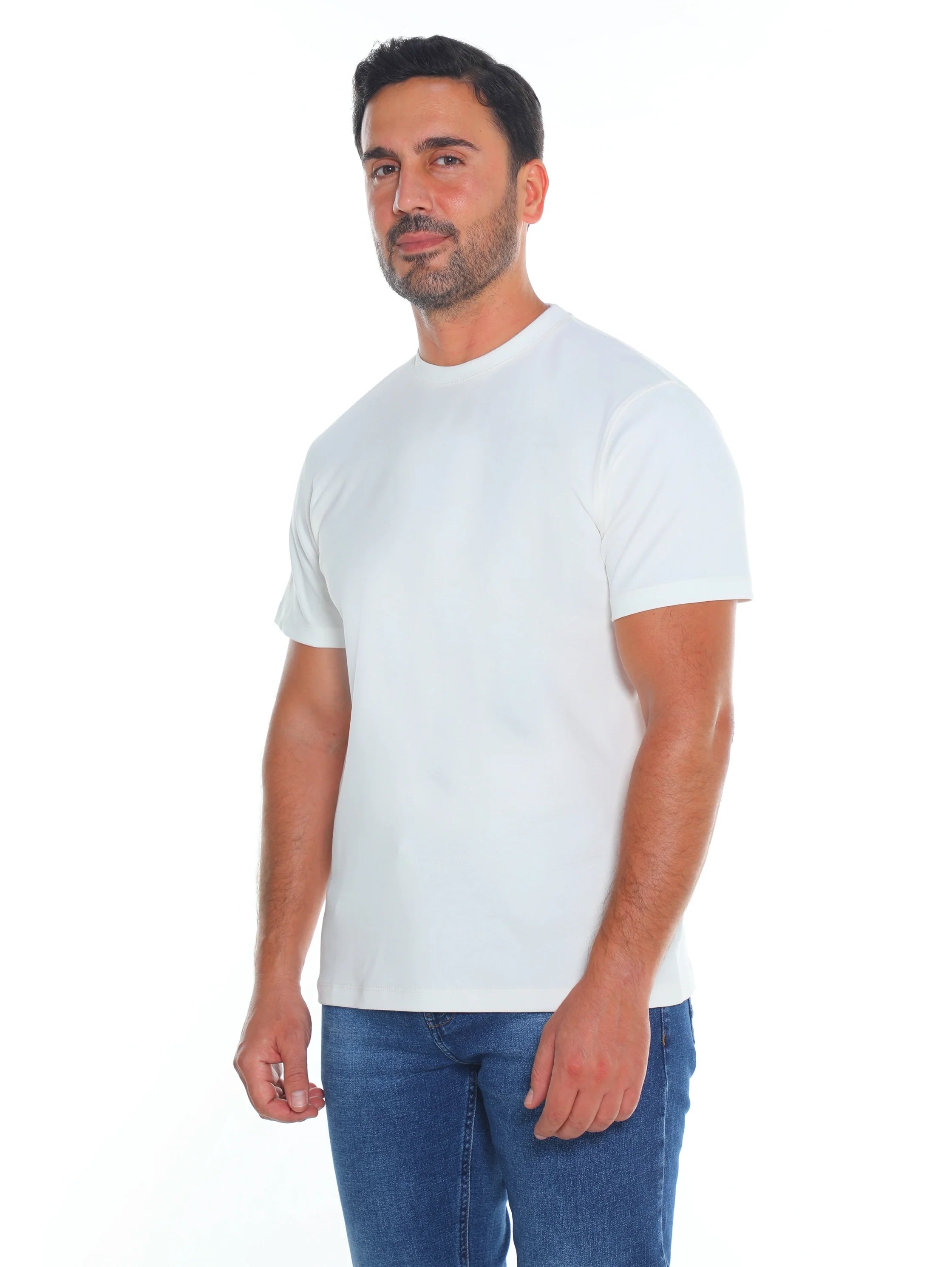 Frappoli Off white Short Sleeve Basic Round Neck T-shirt