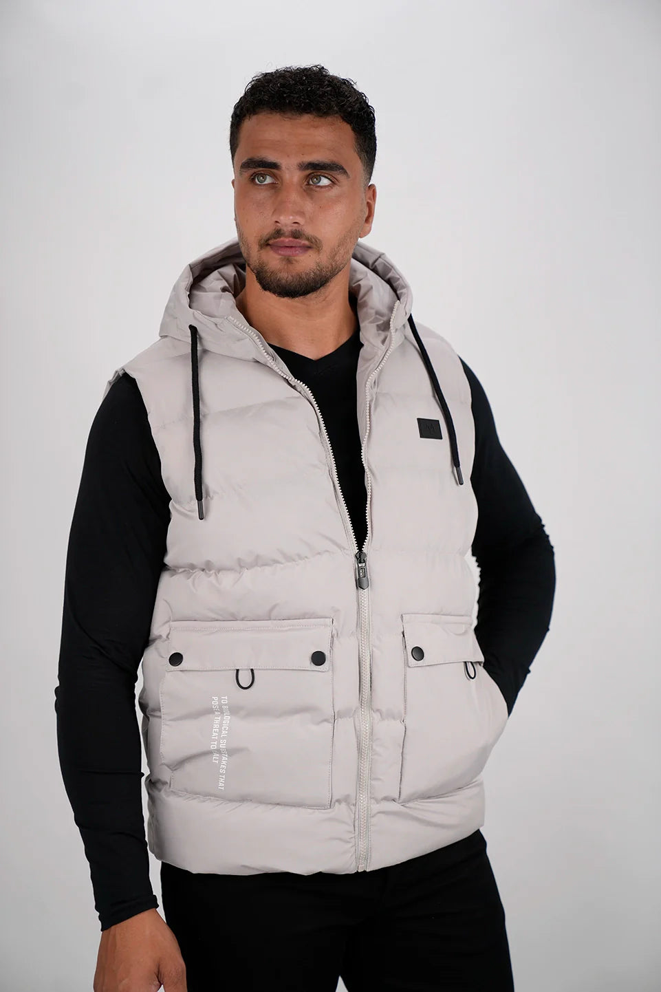 Mens gray puffer vest best sale