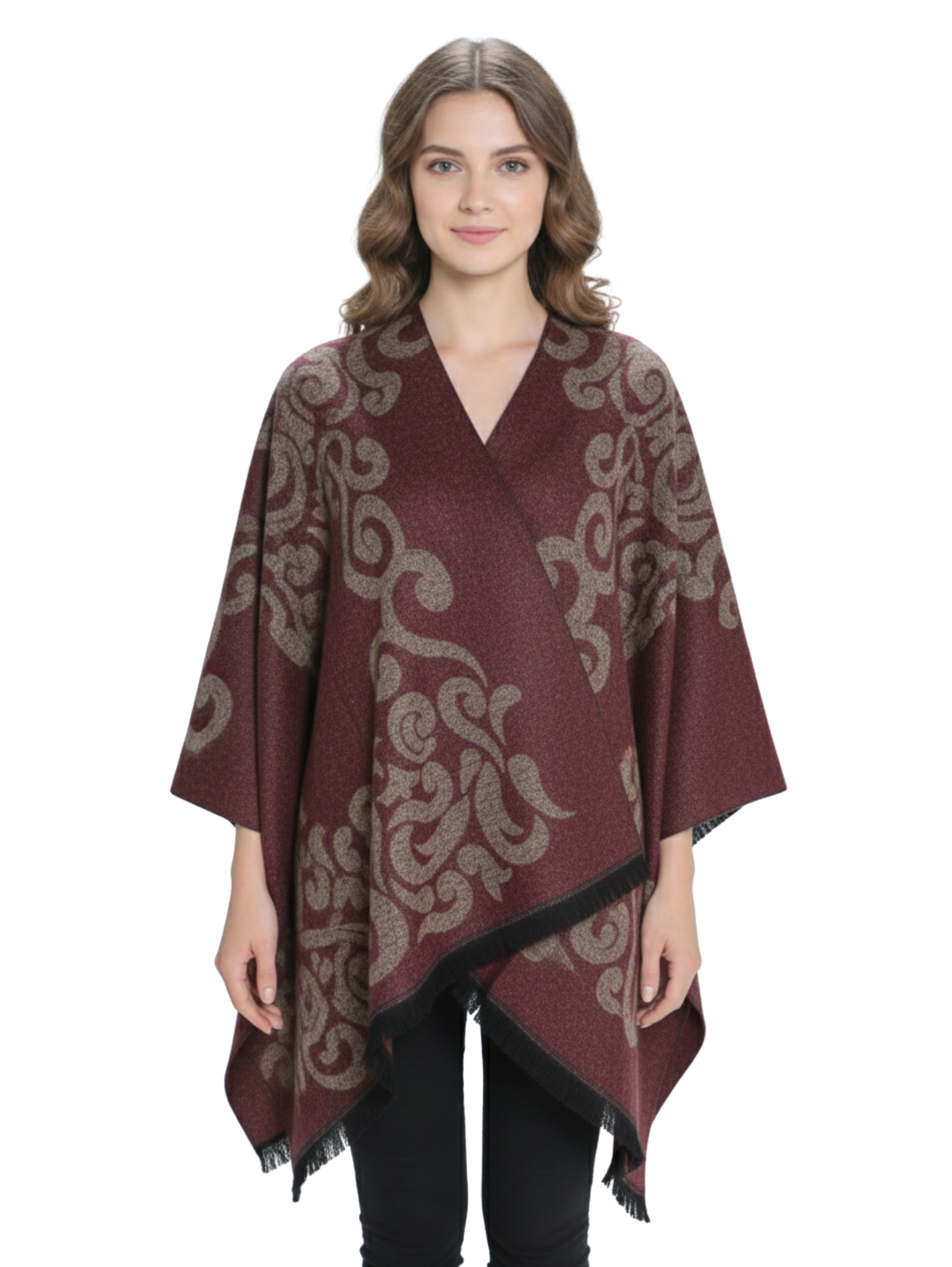 Warm Stylish Designed Knitwear Pancho