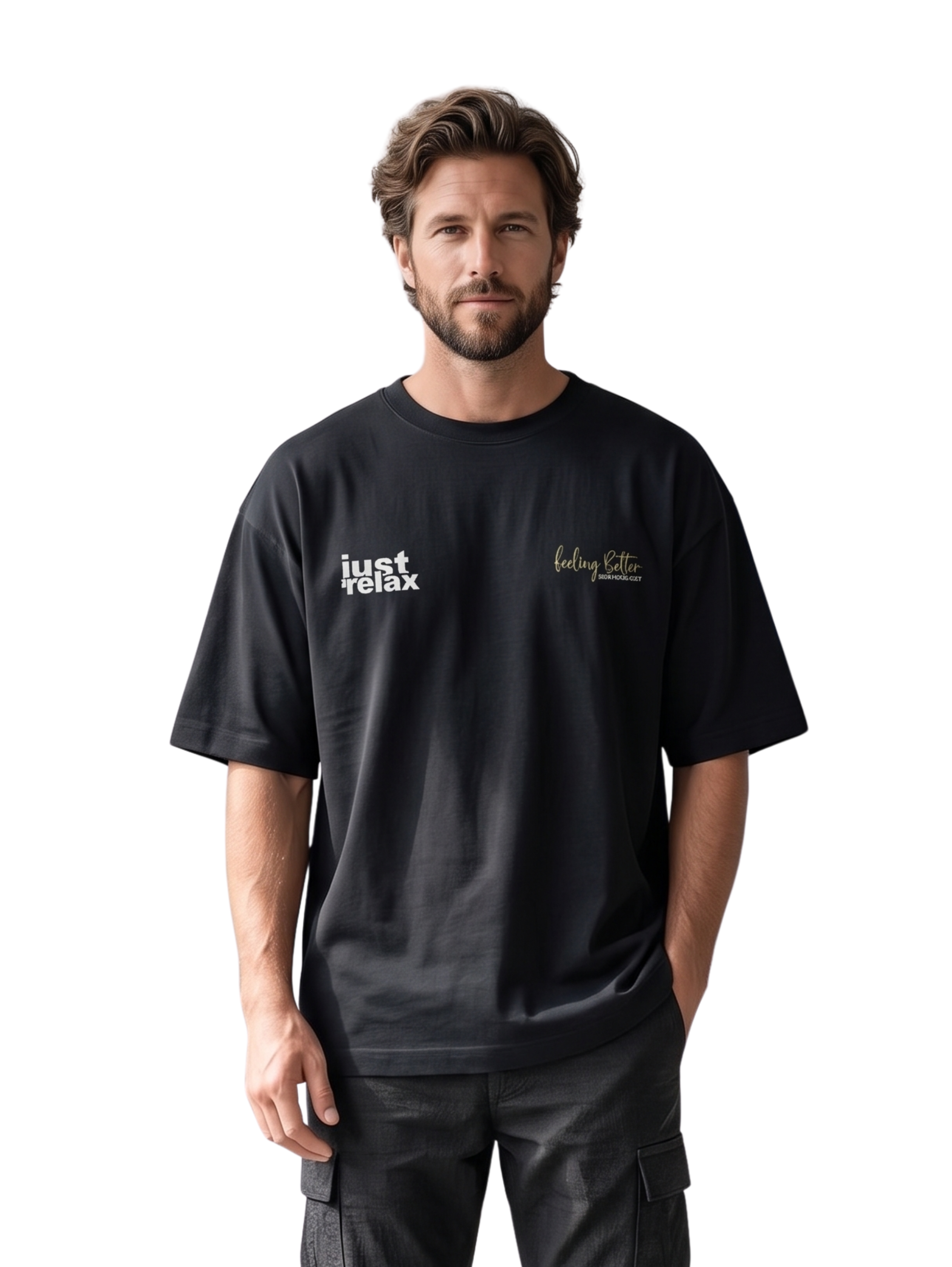Oversized Black T-Shirt With Printed Design