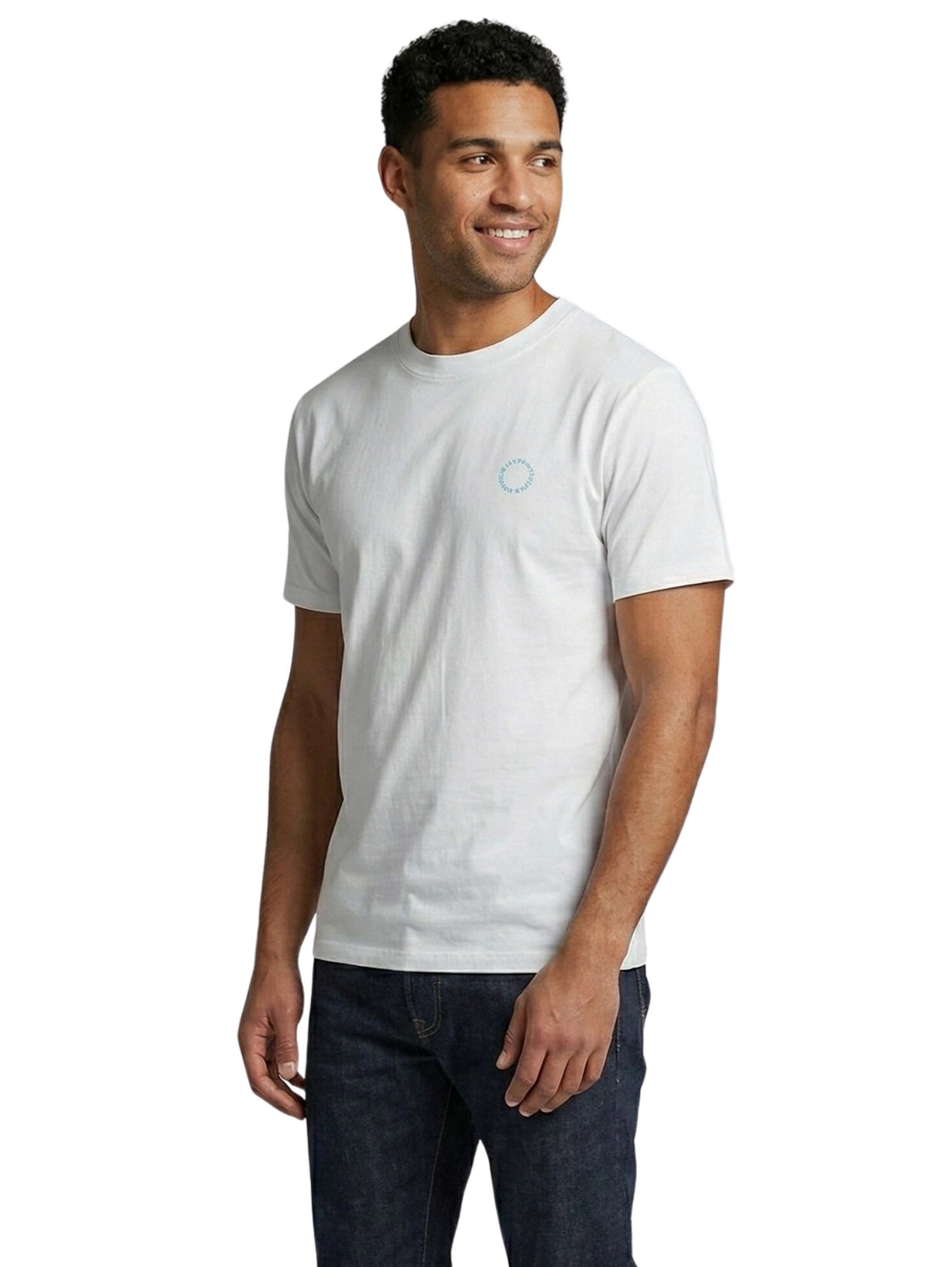 Round Neck White T-shirt With Back Design