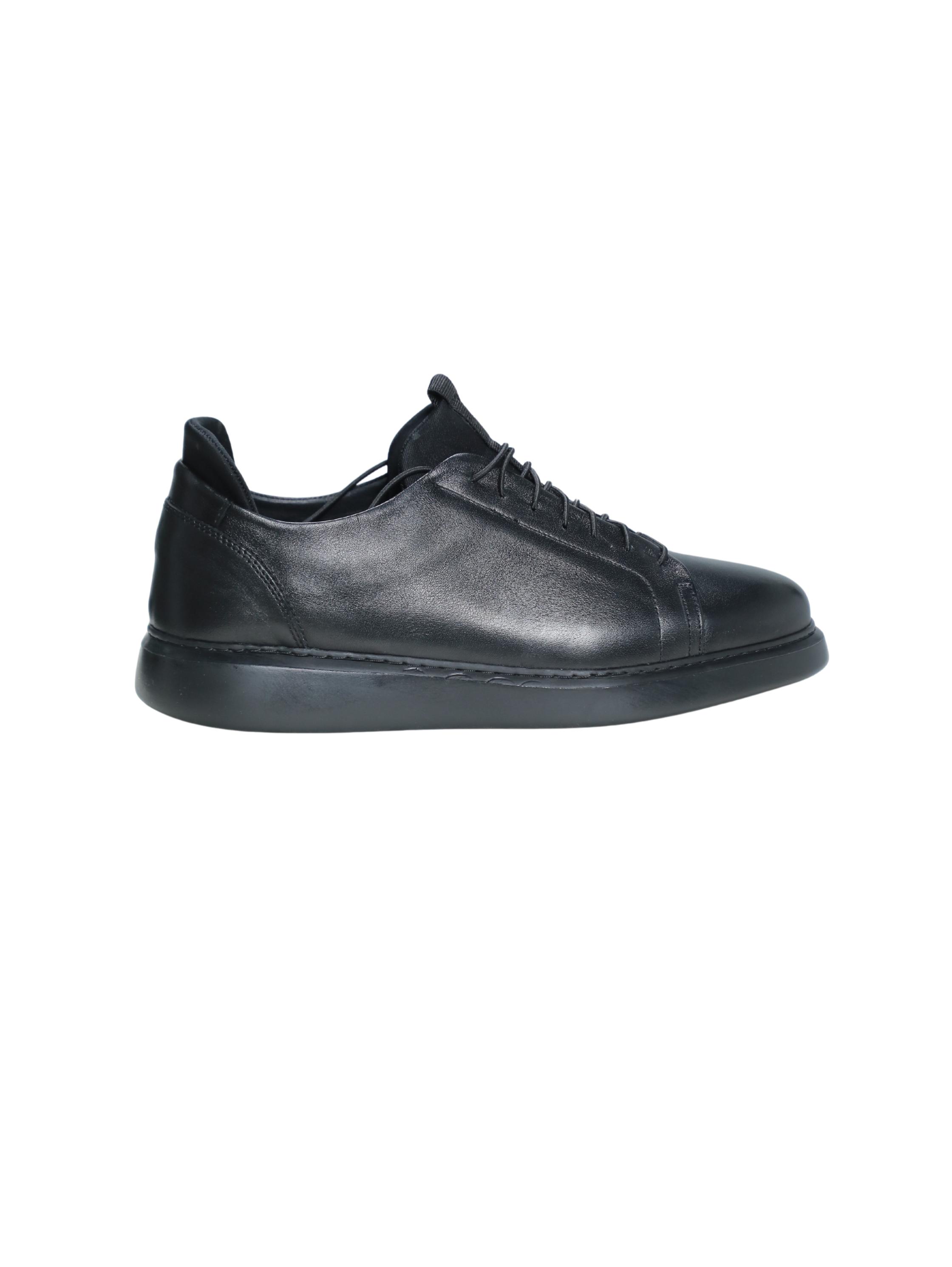 Black Leather Low-Top Casual Shoes