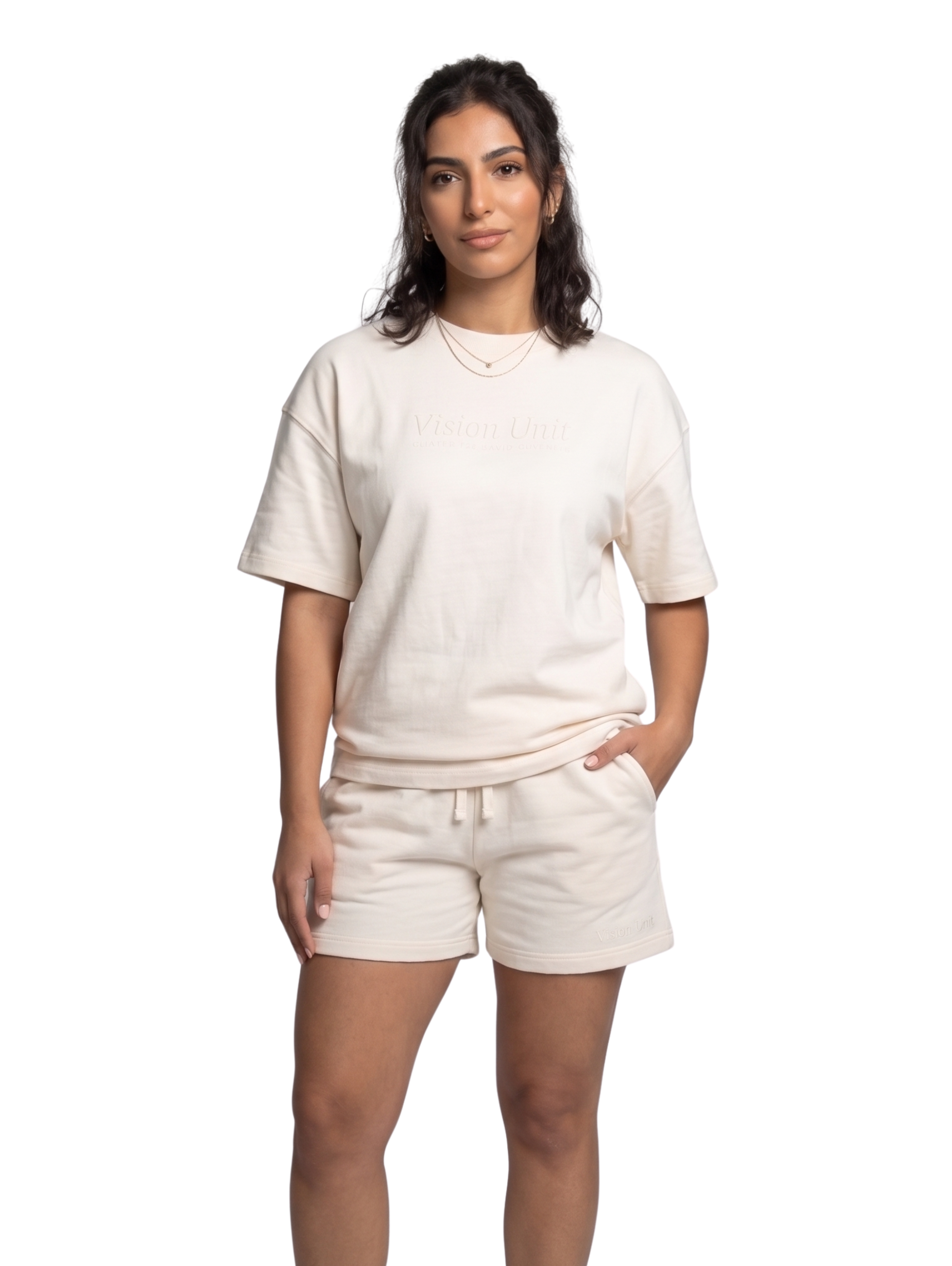 Beige Short Sleeved Cotton Short Set