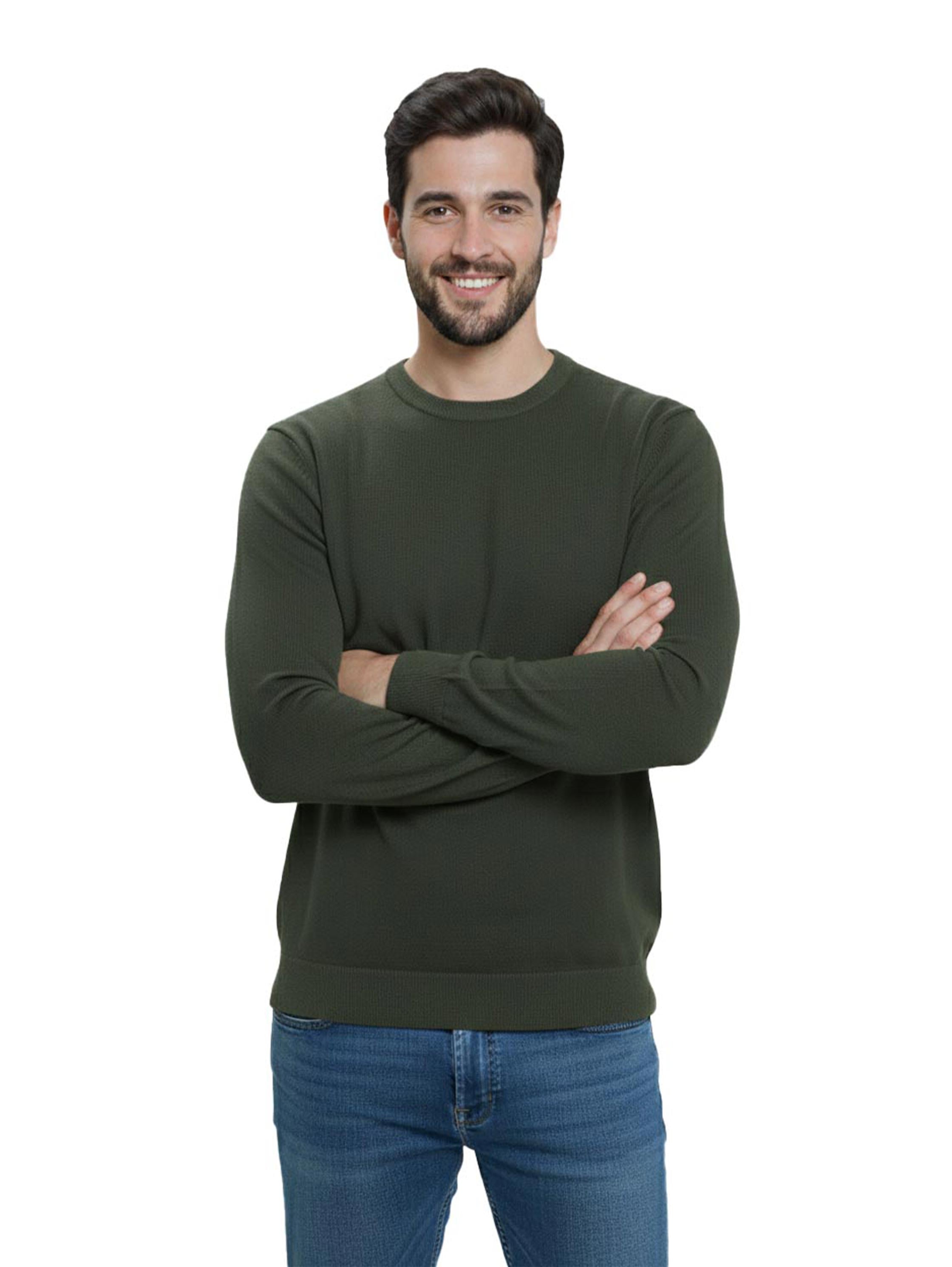 Round Neck Knitwear Olive Pullover