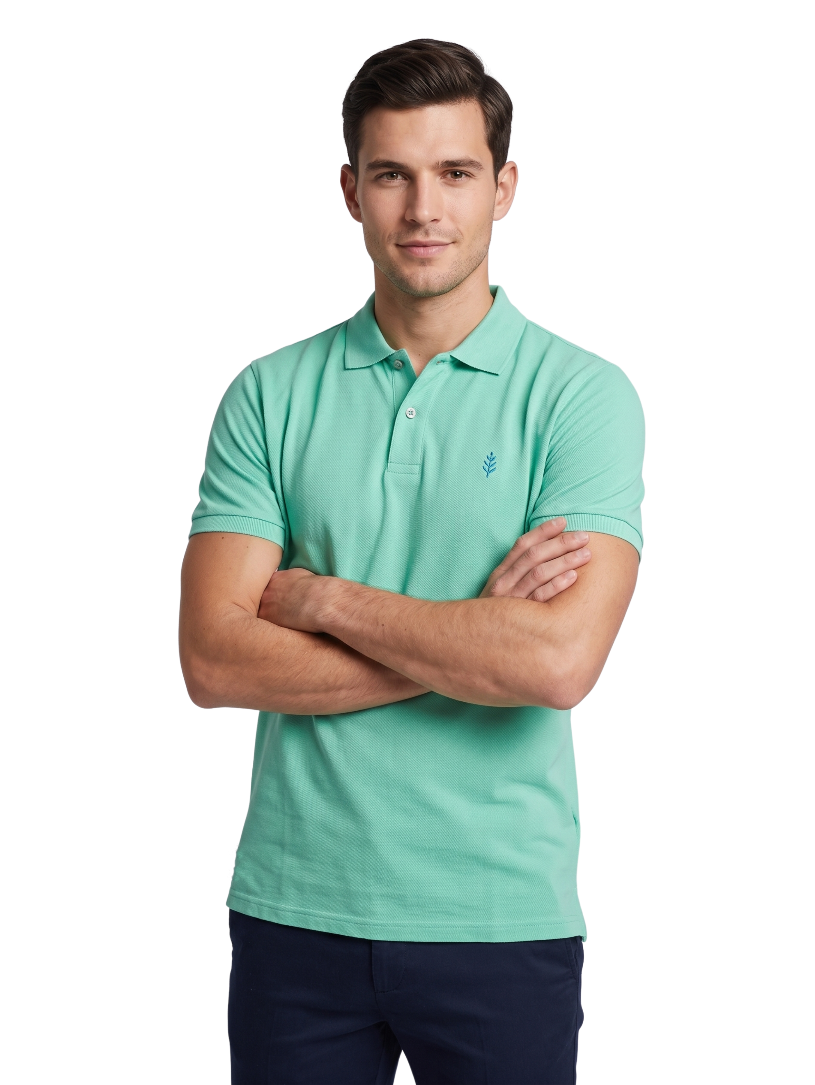 Mint Short Sleeved Polo With Two Button To Close