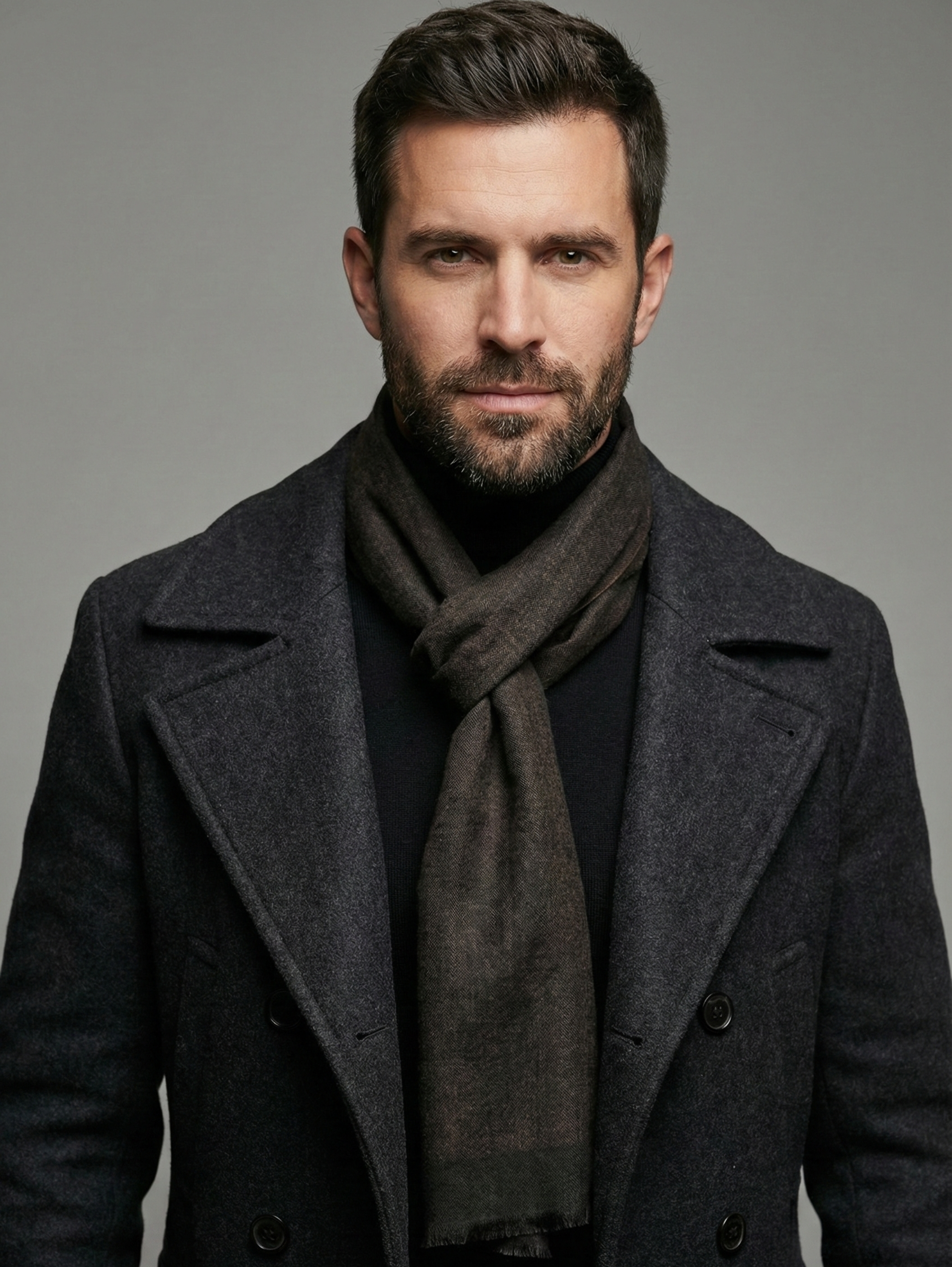 Dark Brown Wool Blend Stylish Scarf