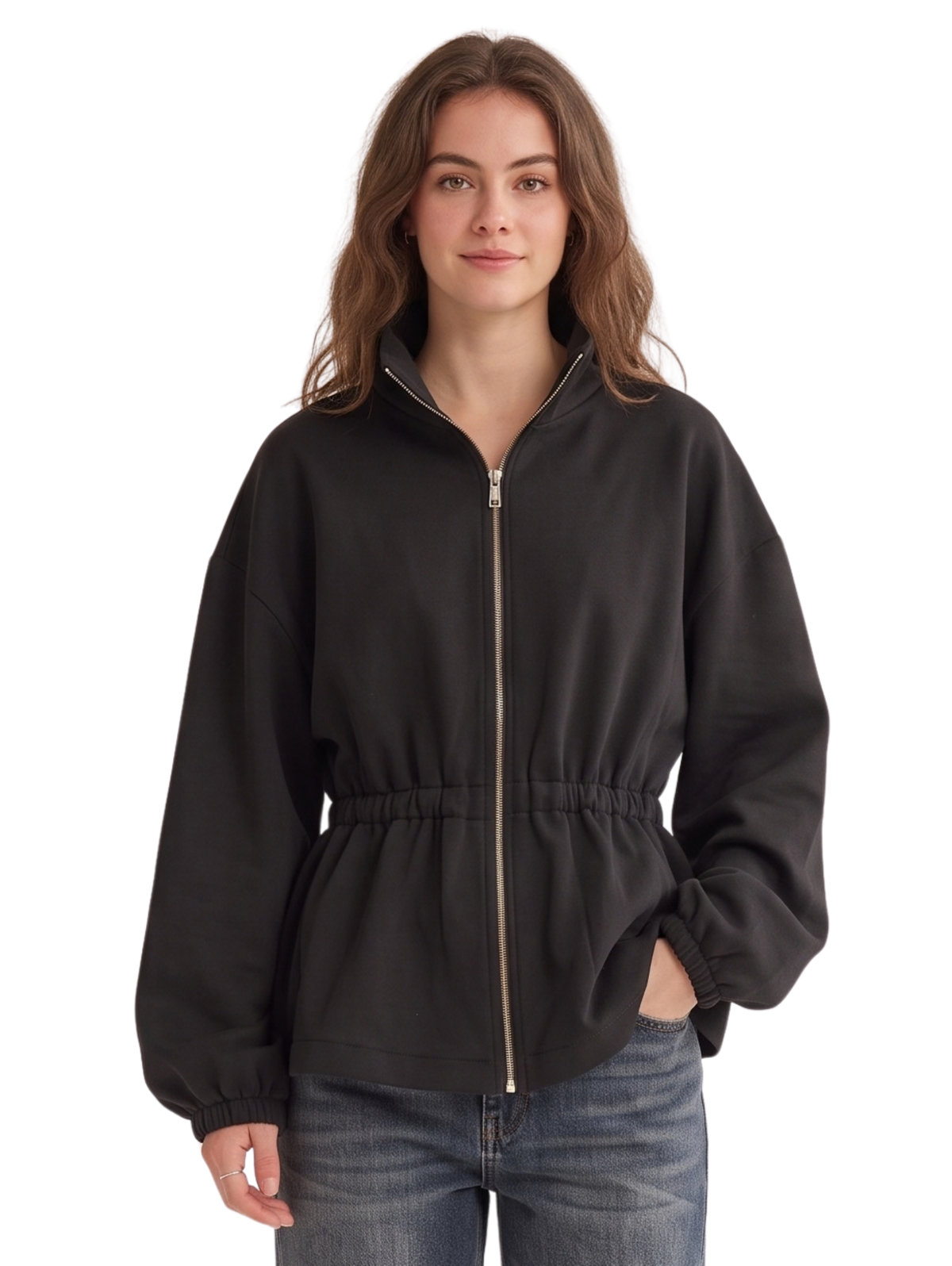 Black Cinched-Waist Jacket