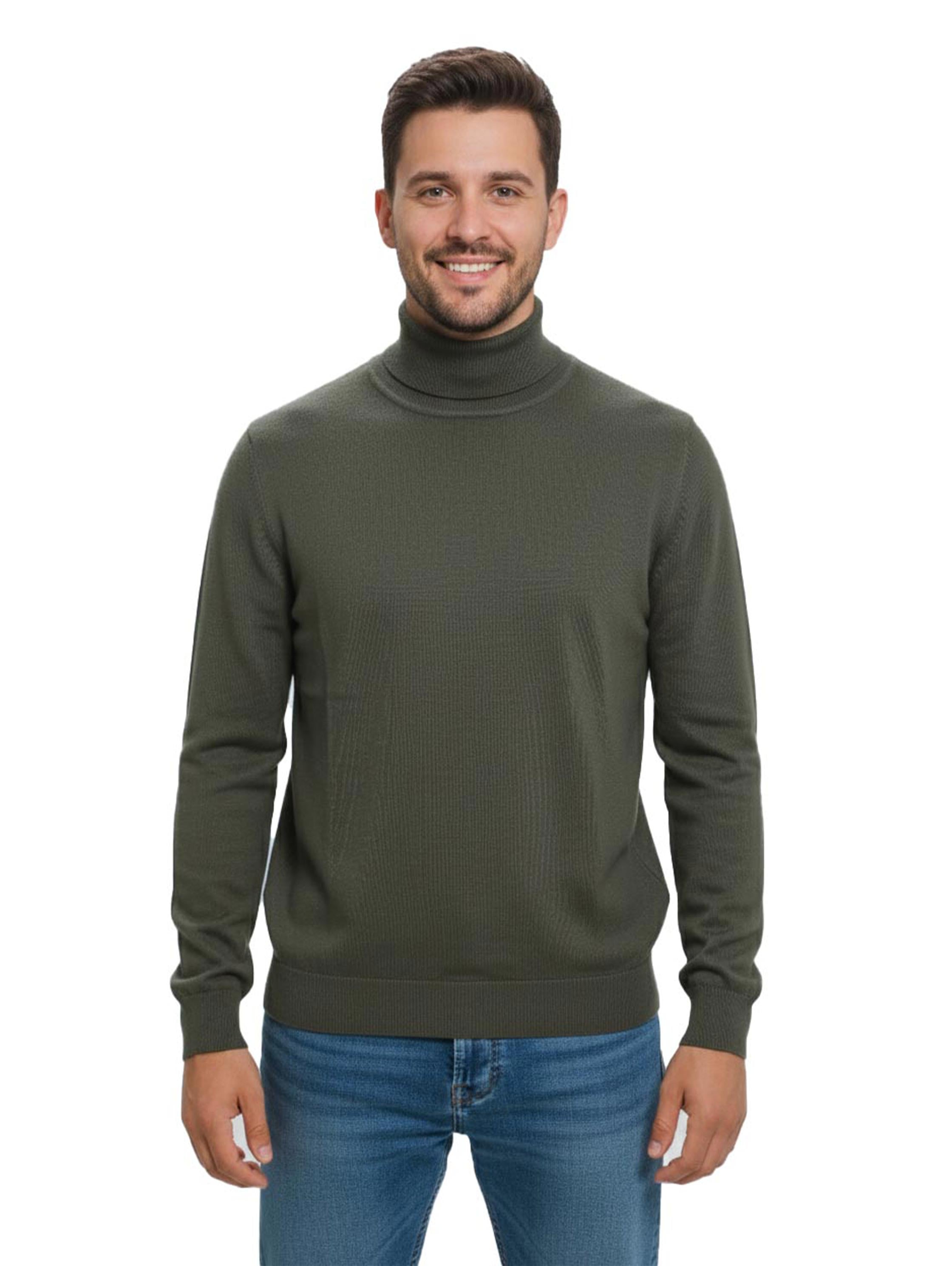 Turtleneck Long Sleeved Olive Pullover