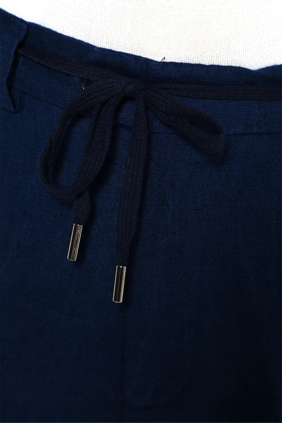 Navy Linen Pant With Waisted Tie