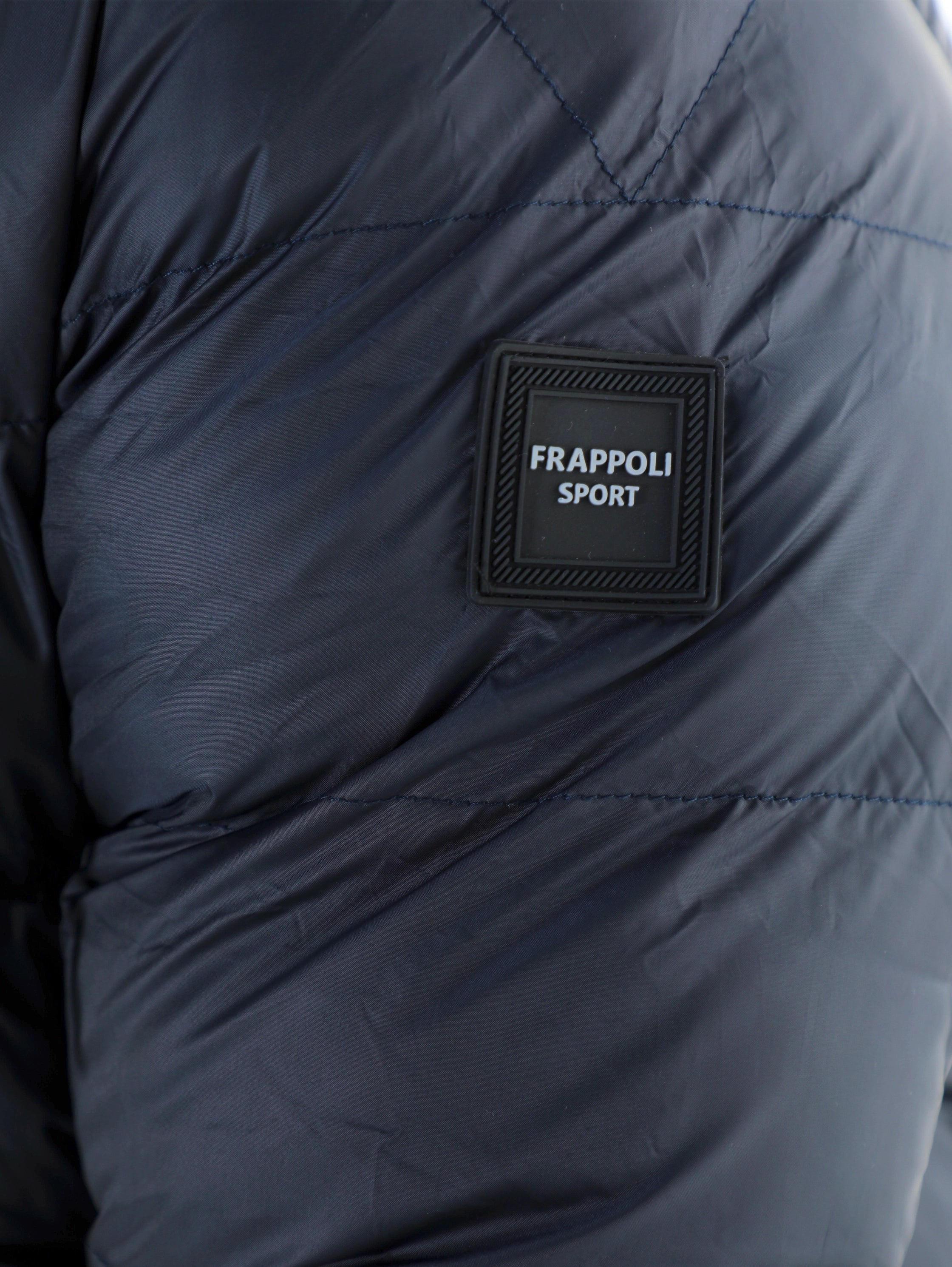 Navy Padded Puffer Jacket With Front Zip Closure