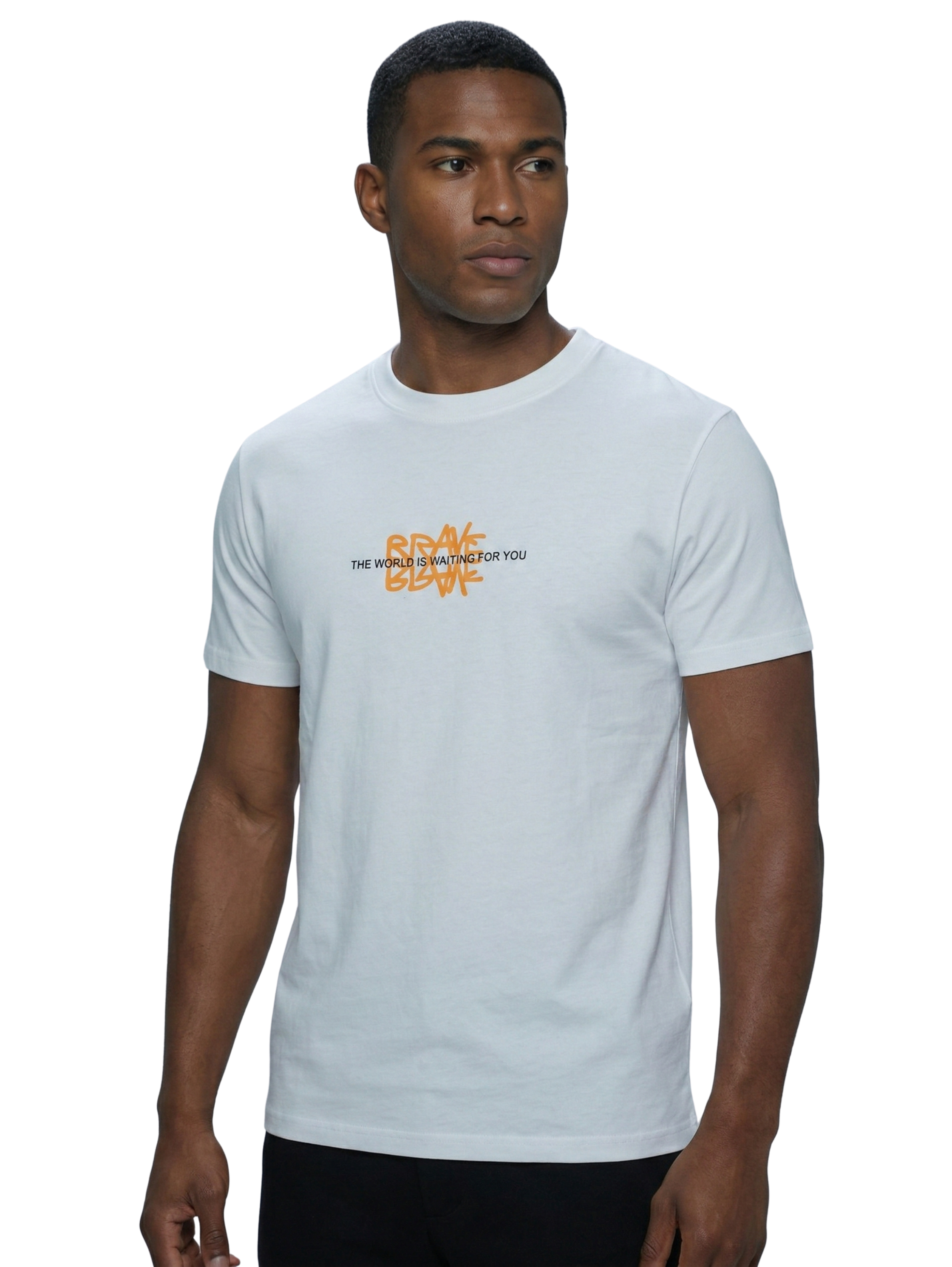 Round Neck White T-shirt With Small Front Design