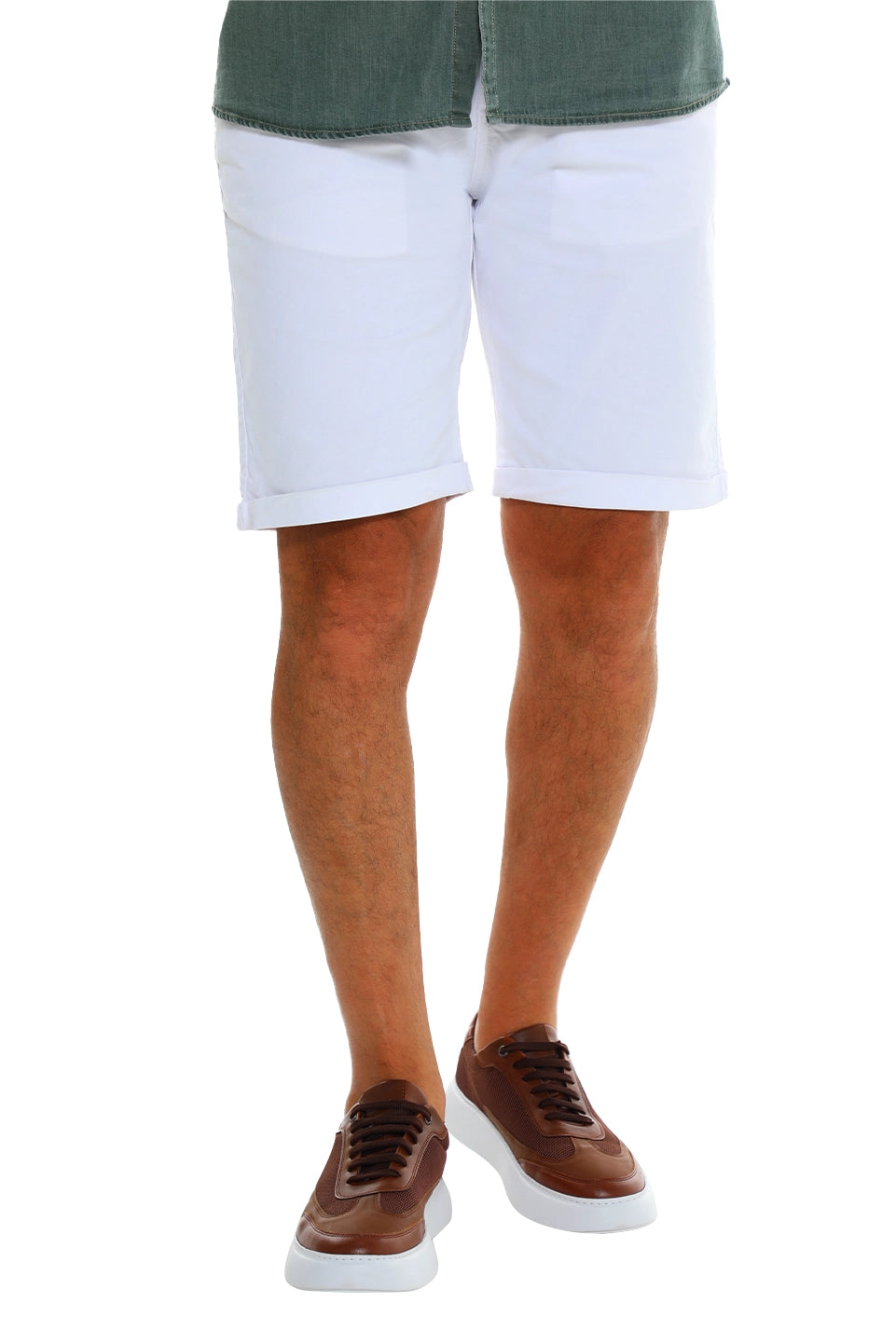 White Chino Short With Five Pockets Style