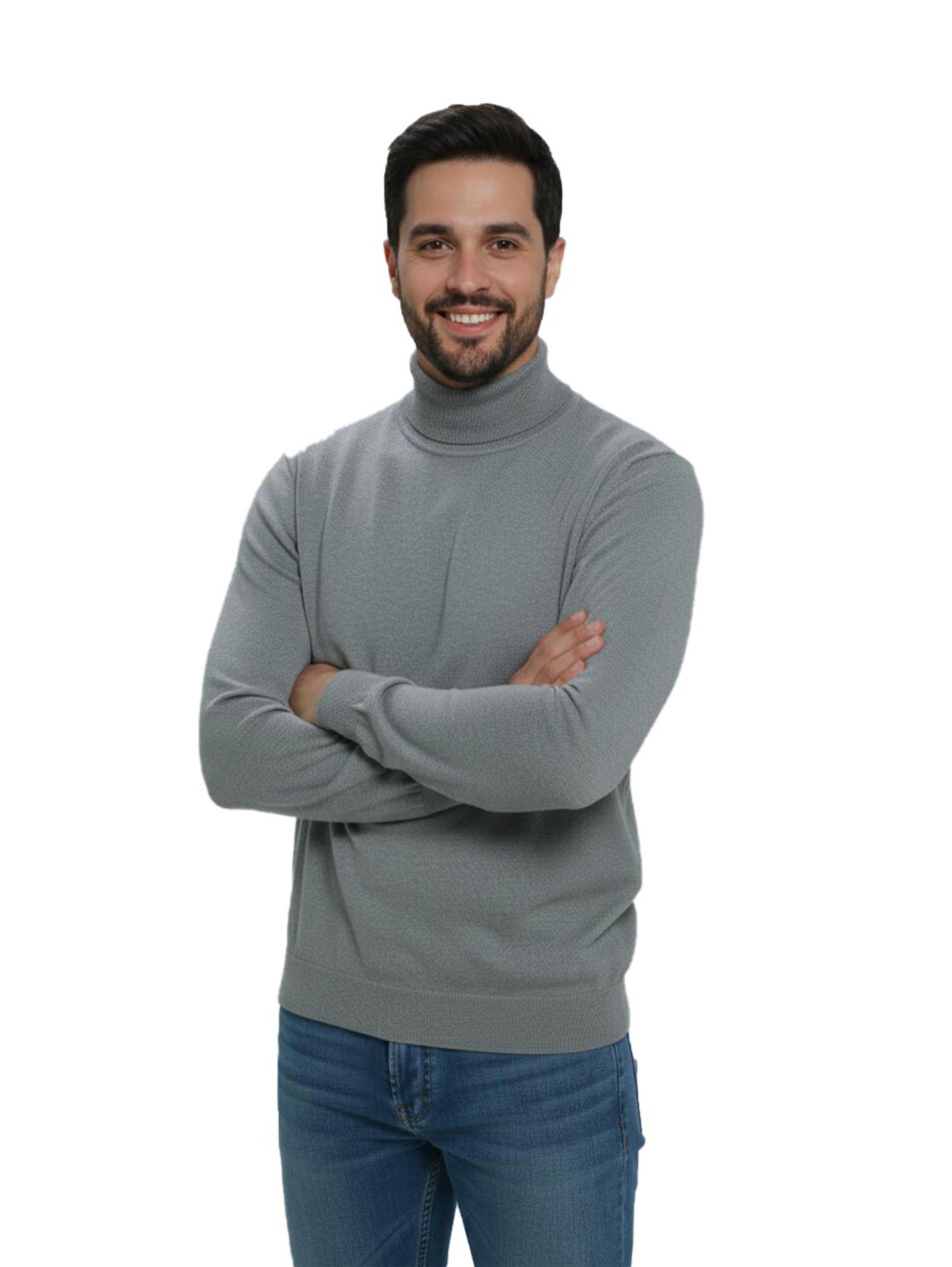 Turtleneck Long Sleeved Light Grey Pullover