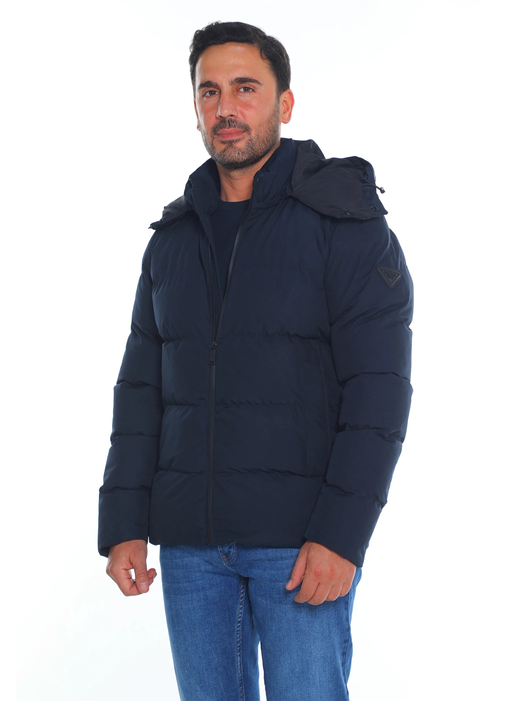 Deep Navy Puffer Warme Jacket With Attached Hood