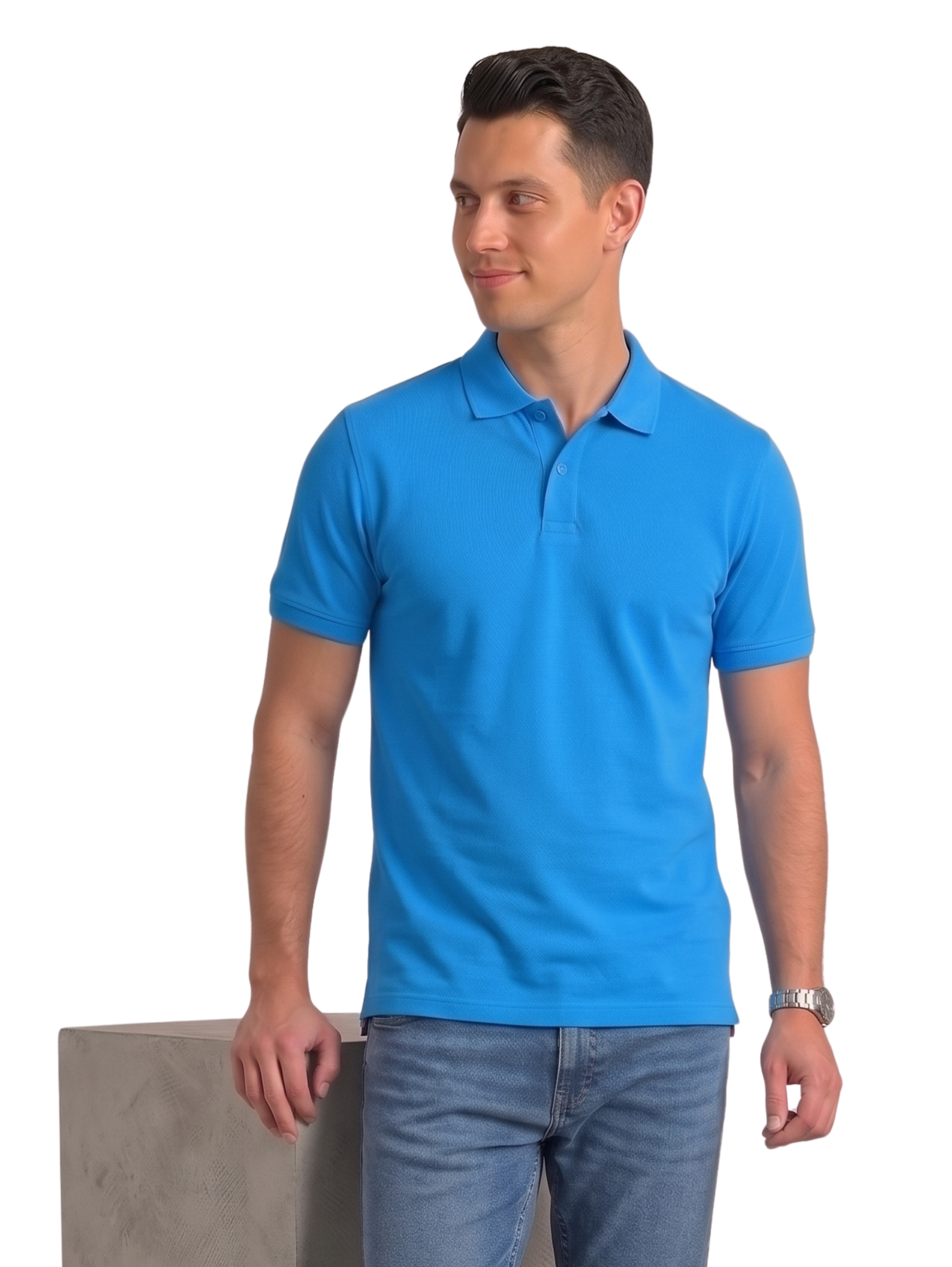 Blue Slim Fit Short Sleeved Polo